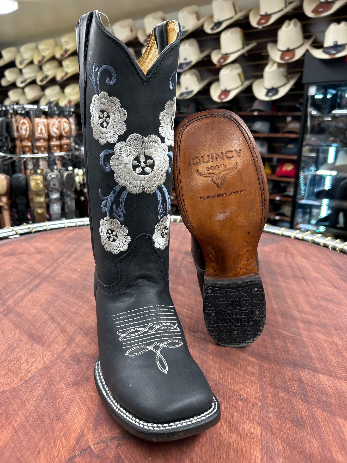 Quincy Floral Black Womens Boot