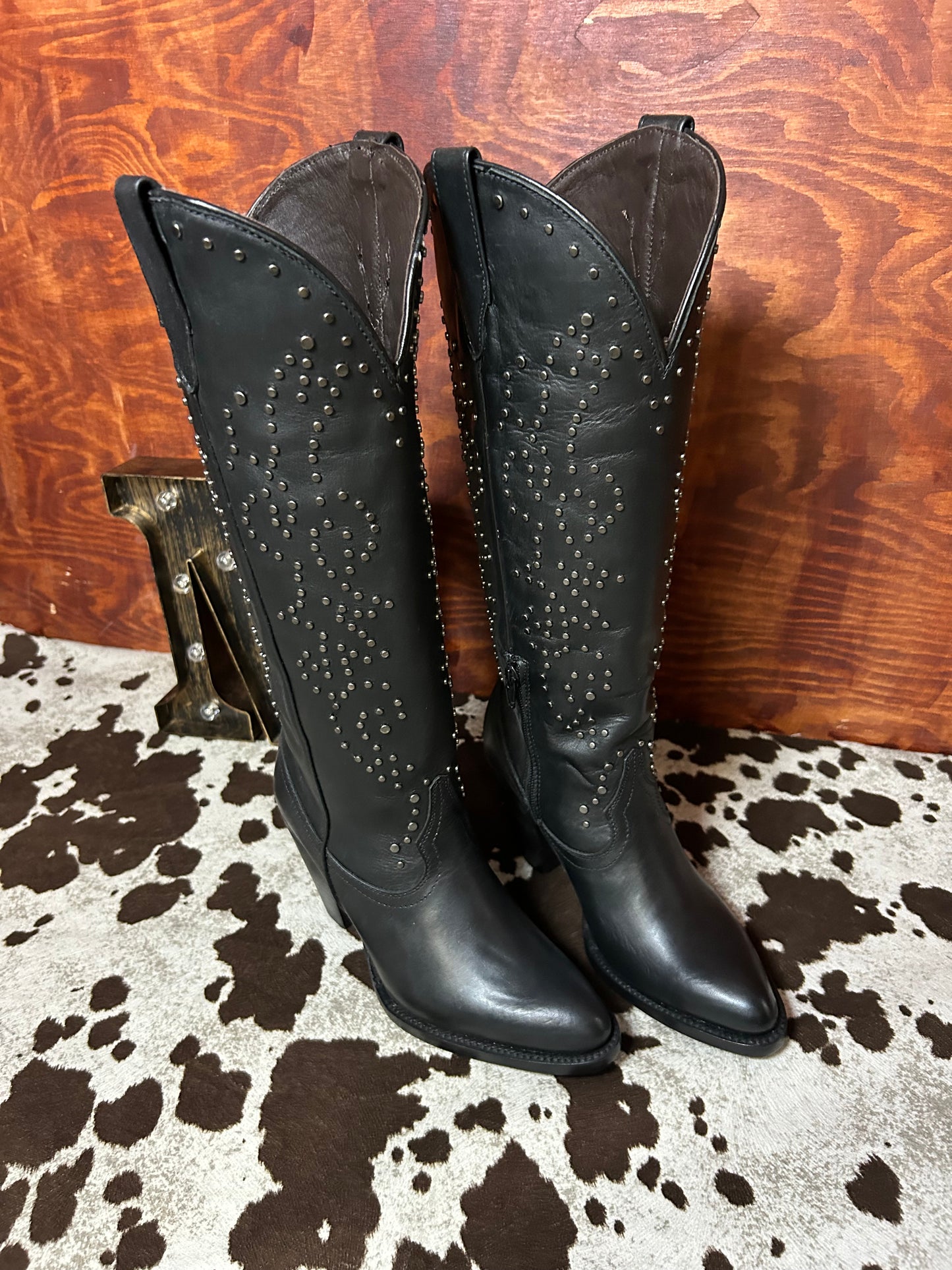 Taylor Black Knee High Snip Toe Boot