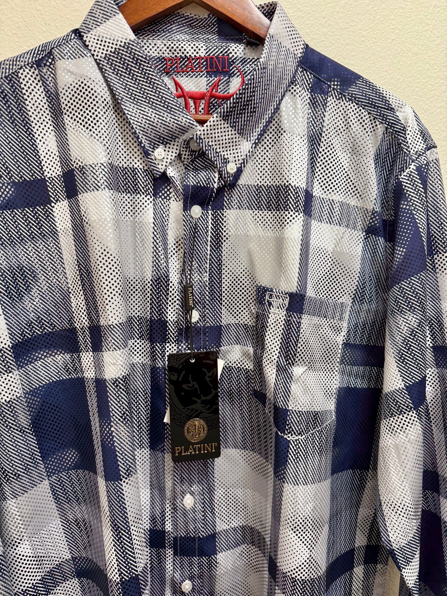 White and Blue Squares Dress Shirt