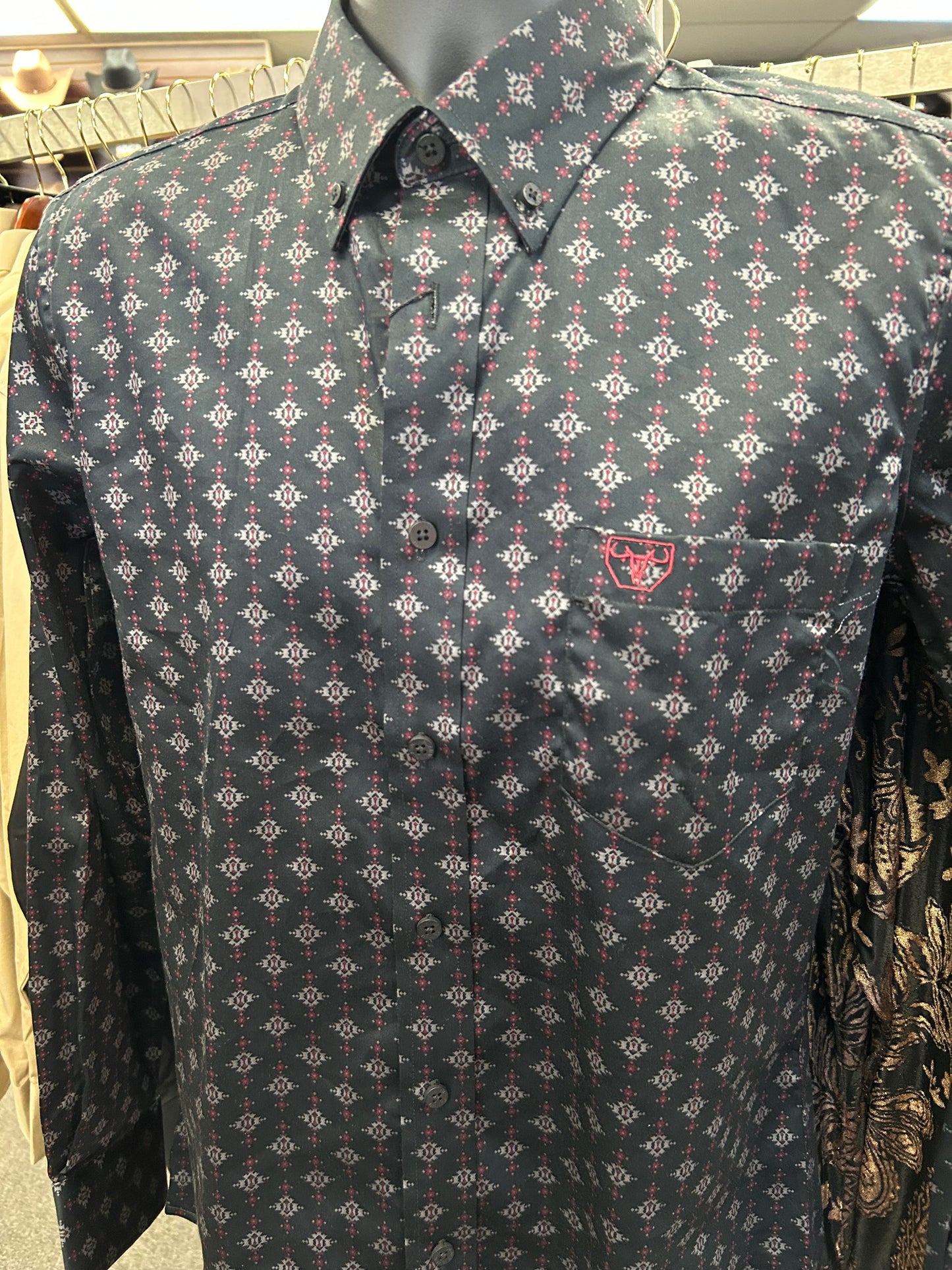 Black with Red Design Dress Shirt
