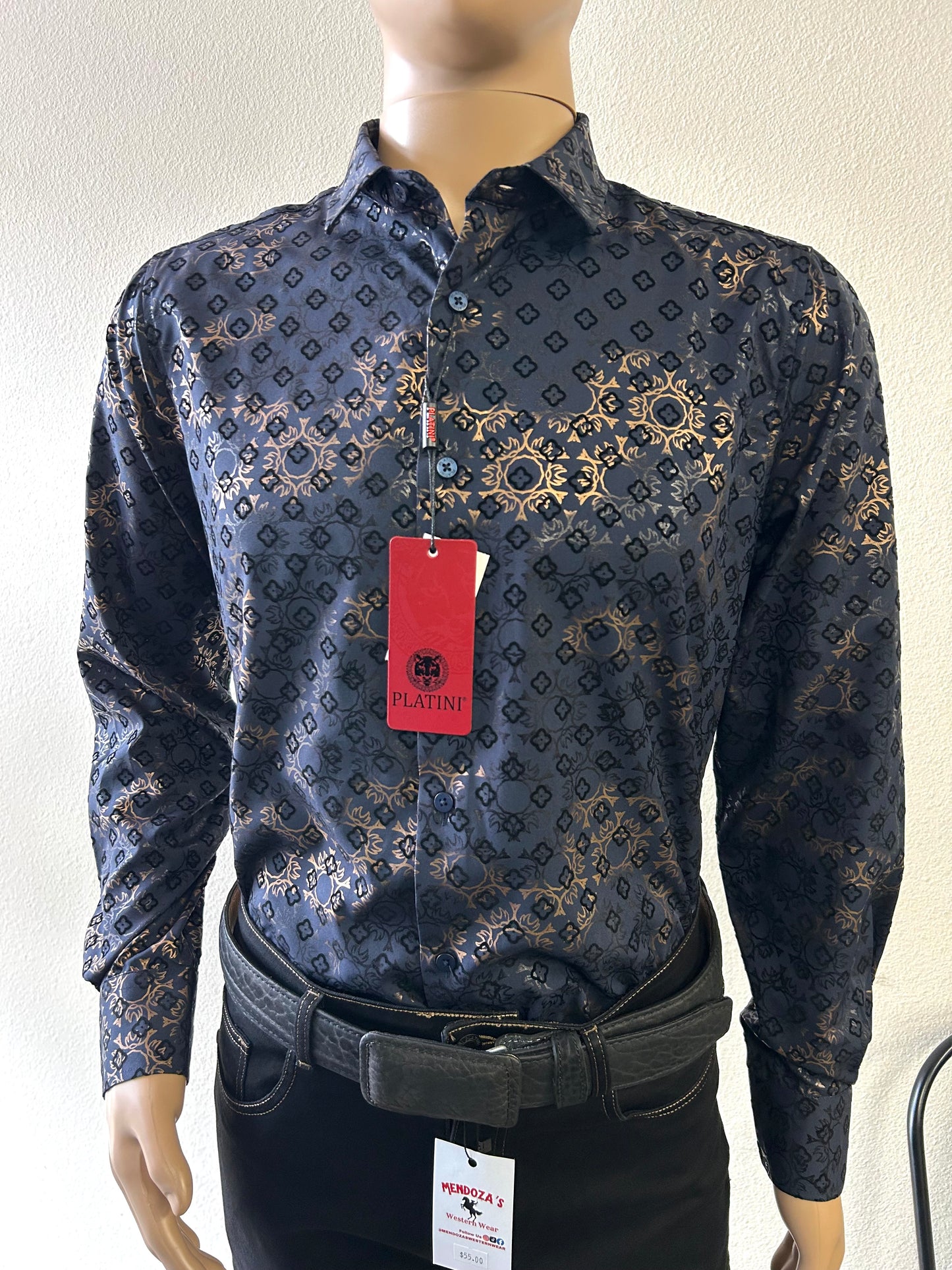 Dark Blue and Gold Long Sleeve Shirt