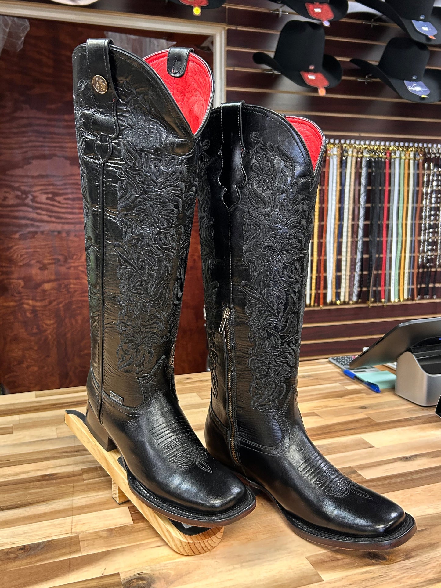 Ximena Tall Square Toe Boot (Black)