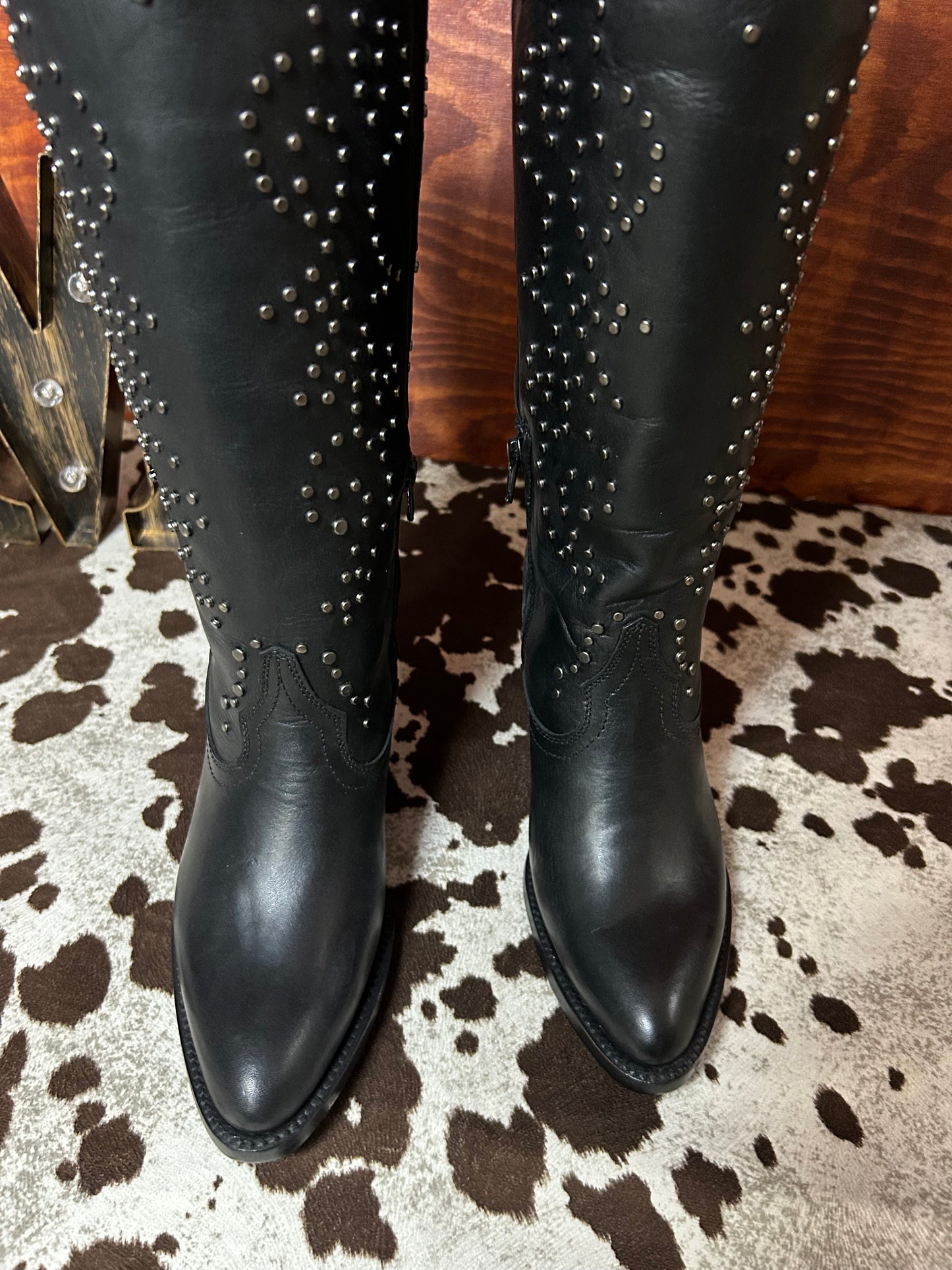 Taylor Black Knee High Snip Toe Boot