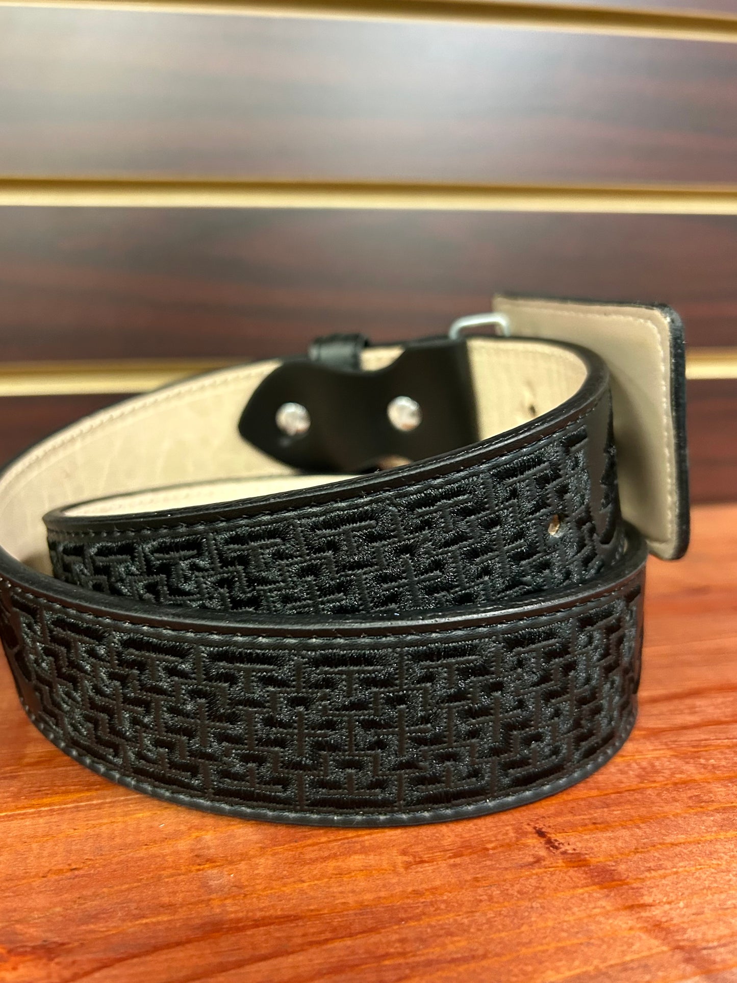Embroidered Horse Black Western Belt