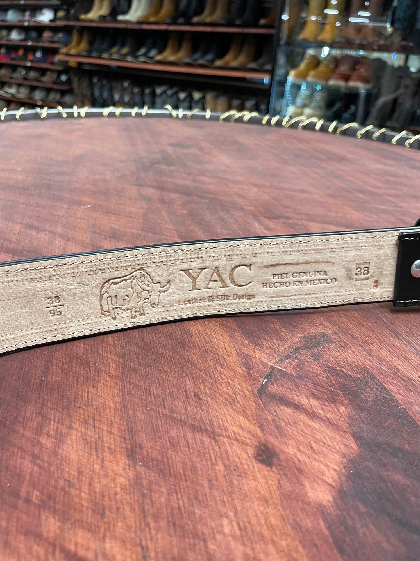 Yellow Embroidered Double Horse Shoe Black Belt