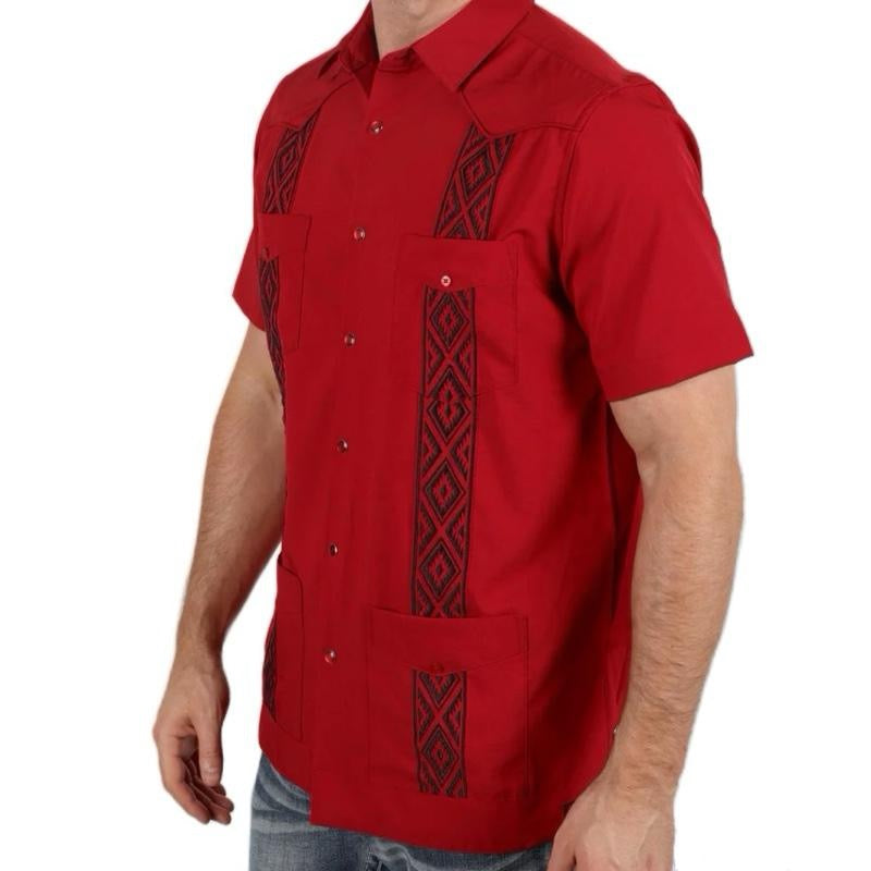 Red Guayabera Shirt