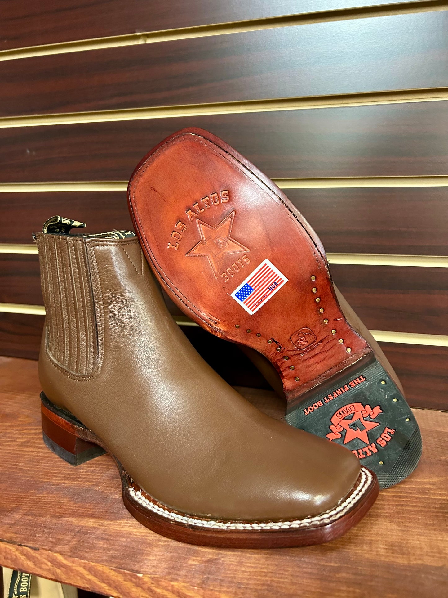 Square Toe Men’s Ankle Boot (Light Brown)