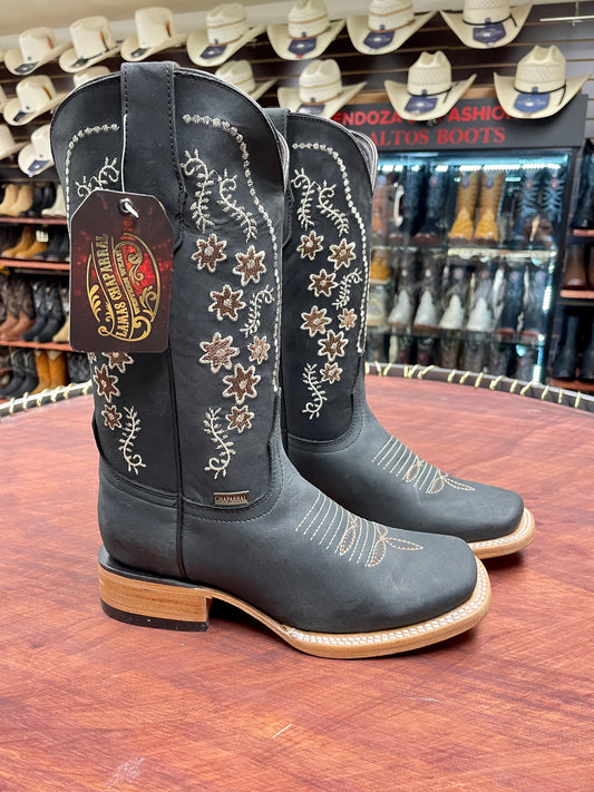 Andrea Floral Black Boot