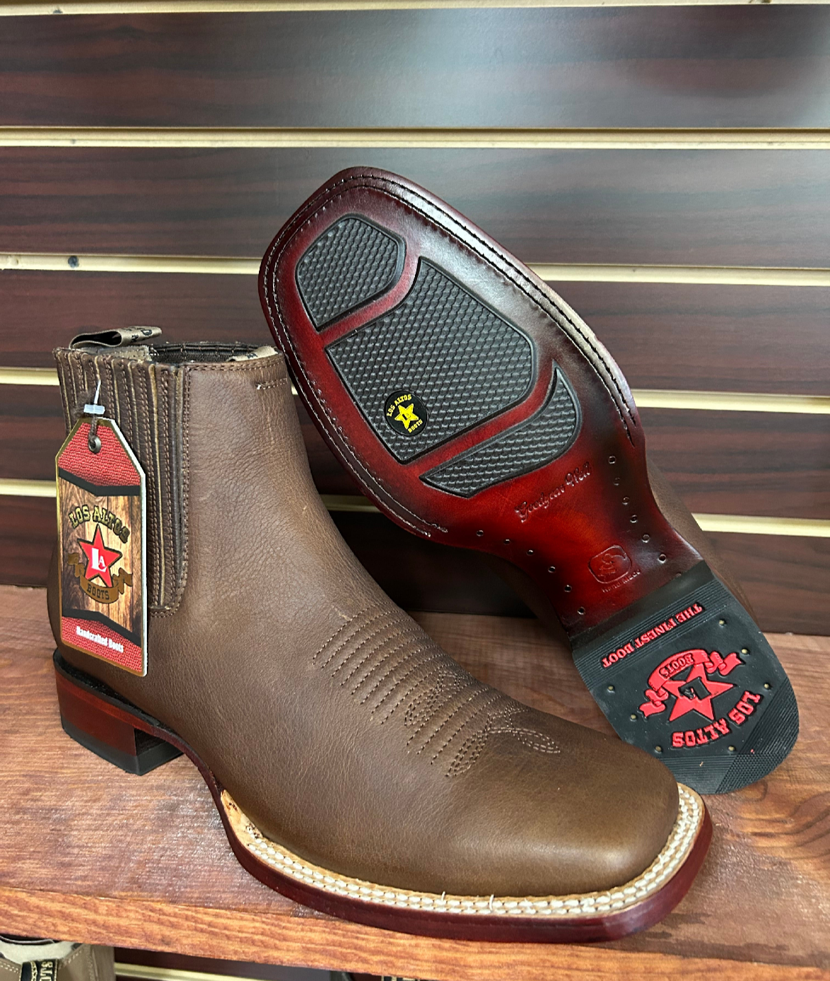 Square Toe Deer Skin Men’s Ankle Boot (Walnut)