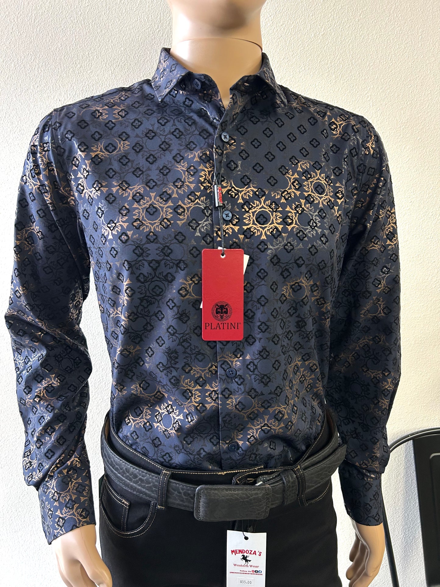 Dark Blue and Gold Long Sleeve Shirt