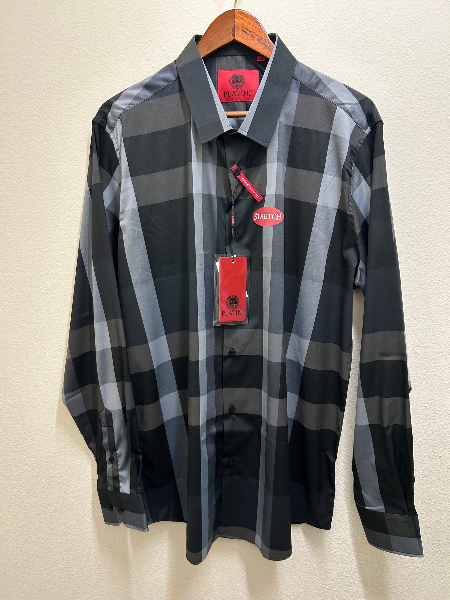 Black Square Design Dress Shirt