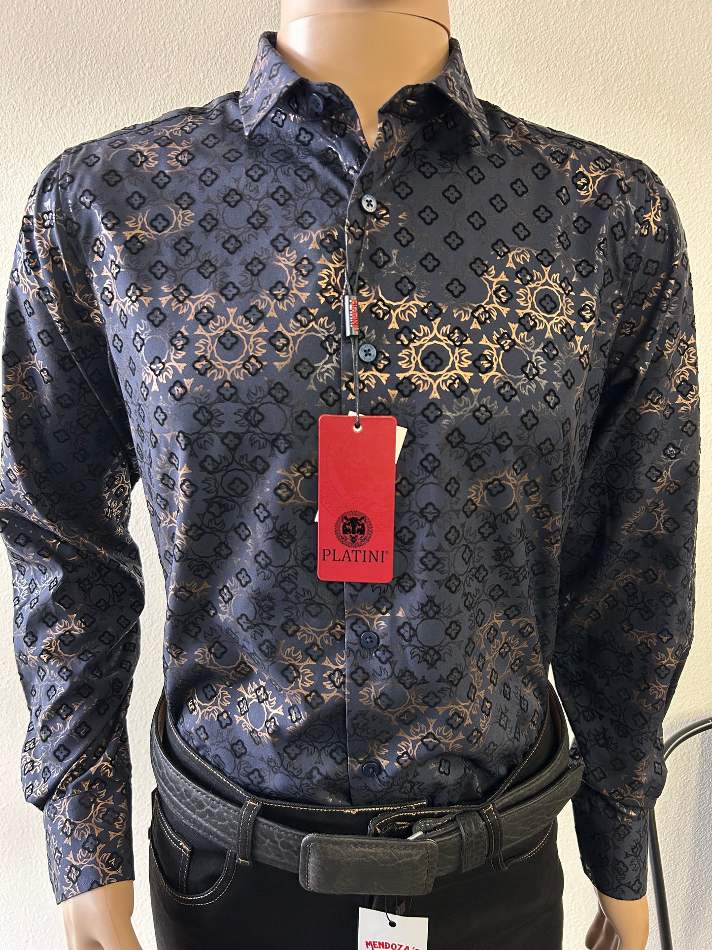 Dark Blue and Gold Long Sleeve Shirt