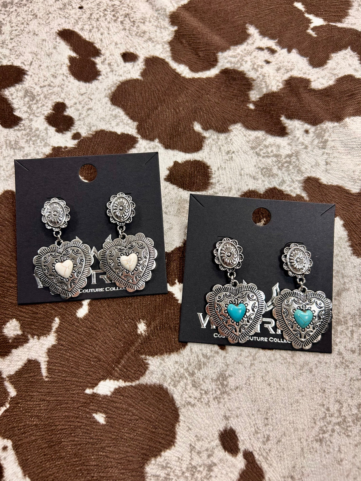 Southwestern Heart Concho Drop Earrings