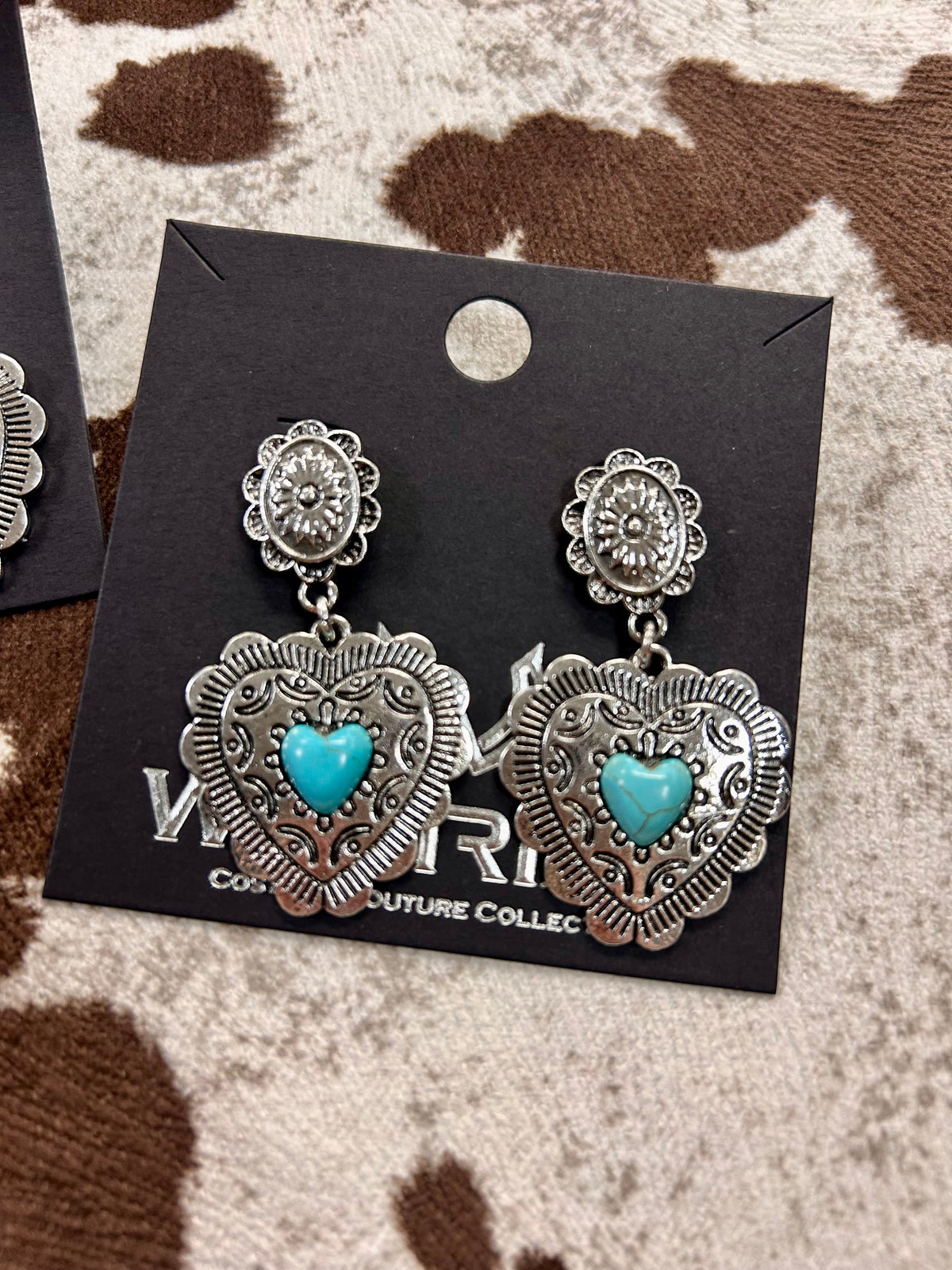 Southwestern Heart Concho Drop Earrings