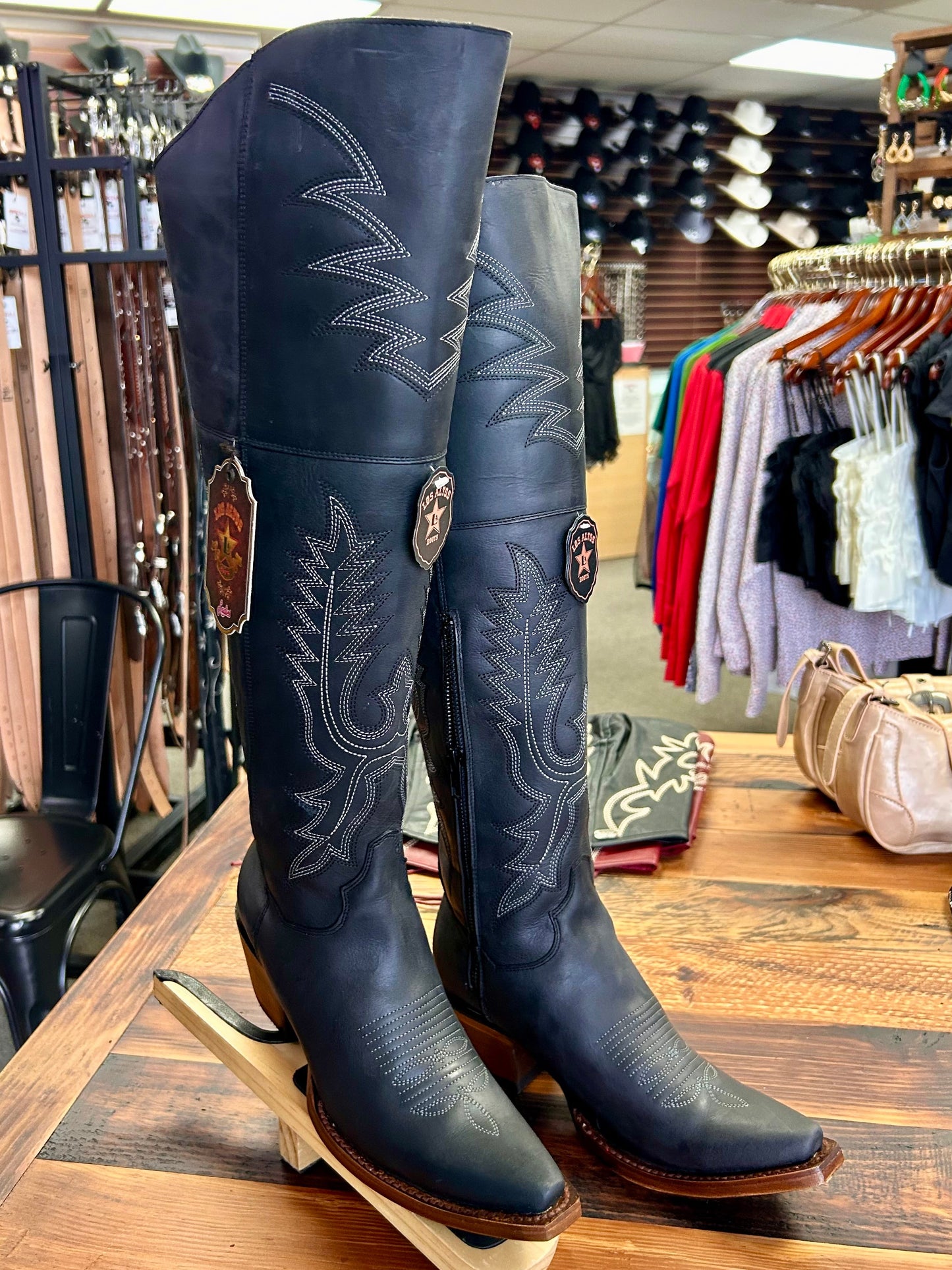 Snip Toe Over the Knee Boot (Black)