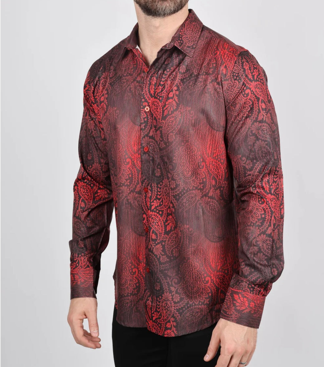 Satin Red Dress Shirt