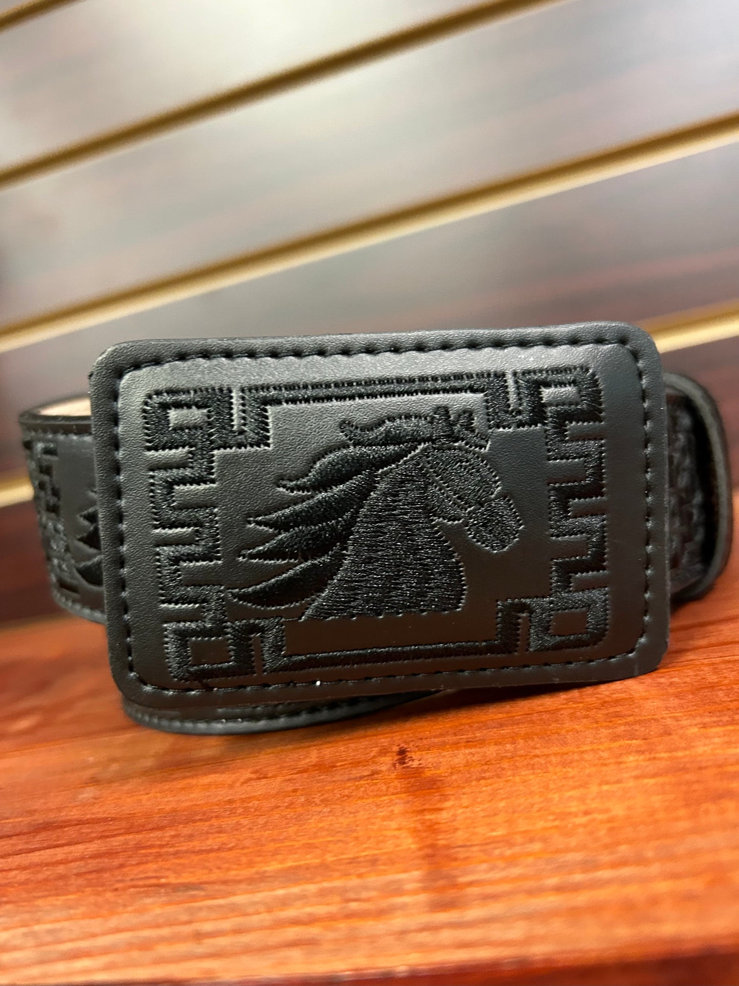 Embroidered Horse Black Western Belt