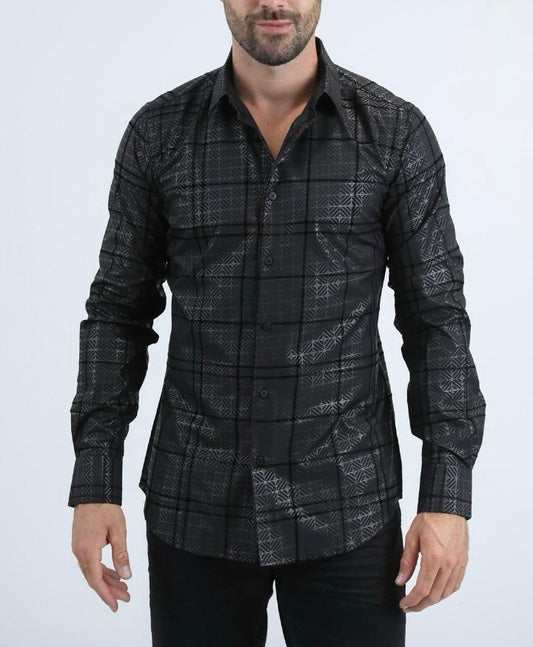 Black Square Design Long Sleeve Shirt