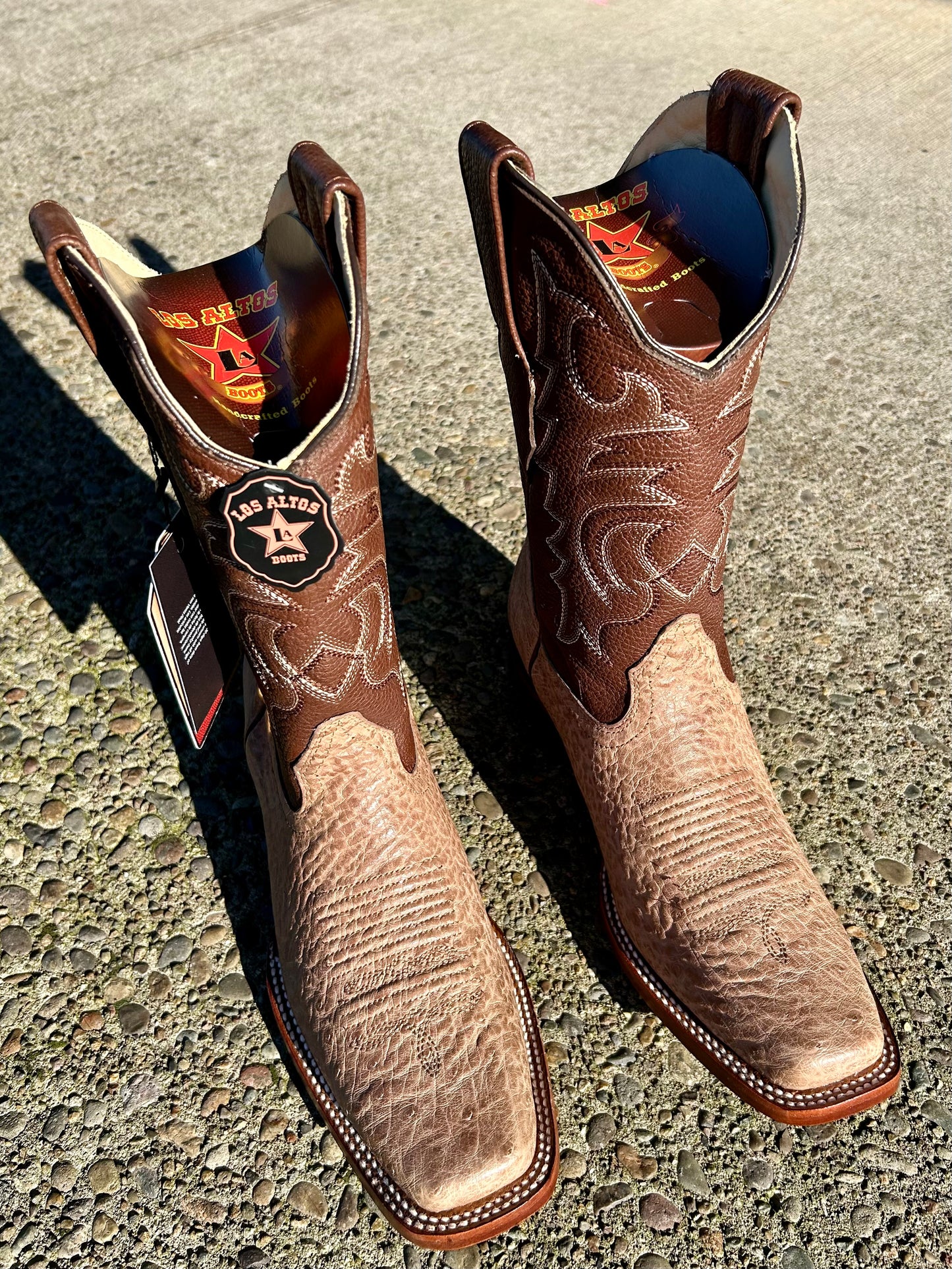 Los Altos Rodeo Genuine Ostrich Belly Mocha Boot