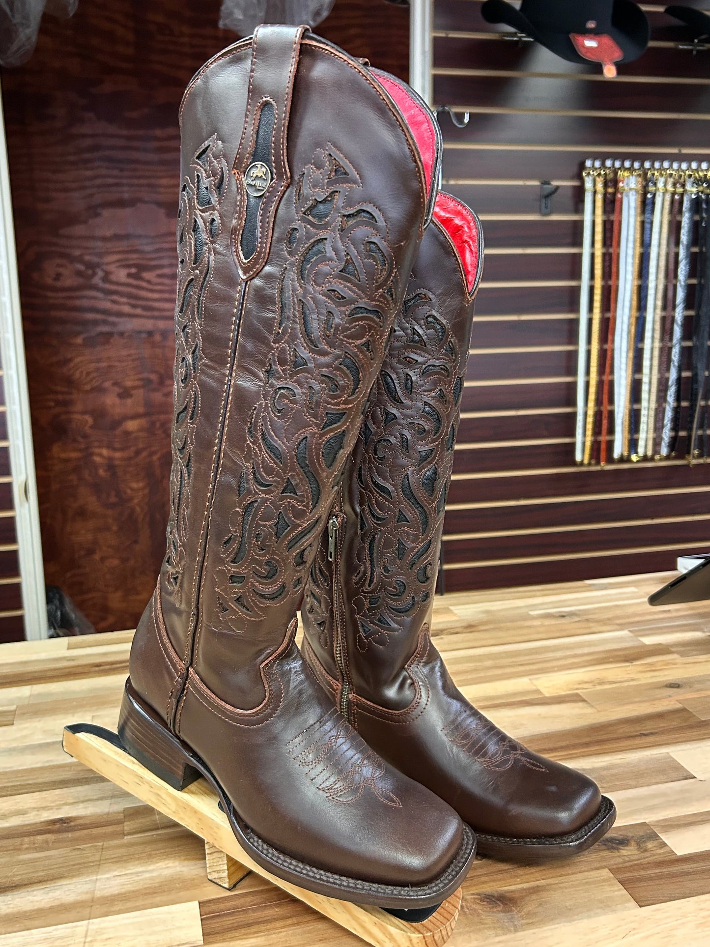 Coqueta Tall Square Toe Boot (Cafe)