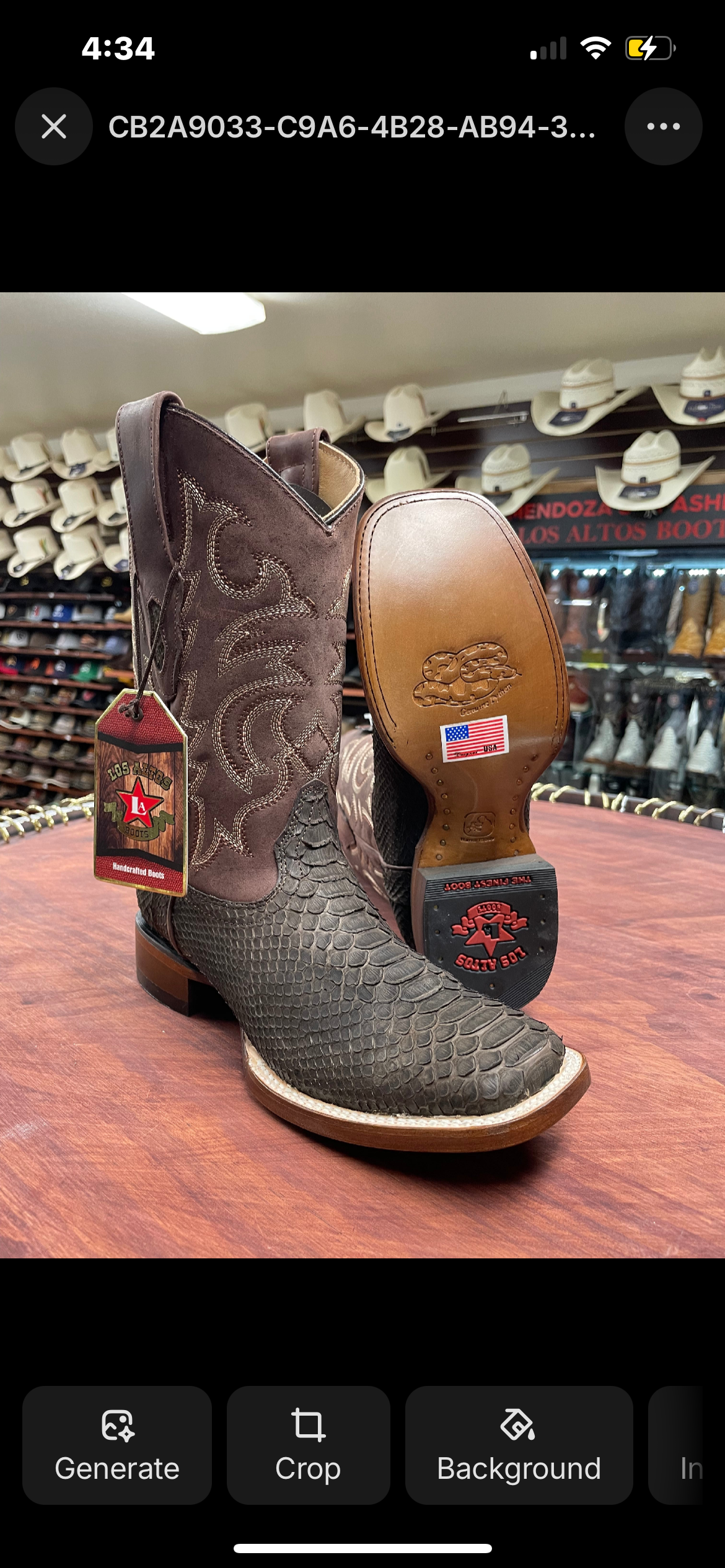 Square Toe Genuine Python Boot (Brown)