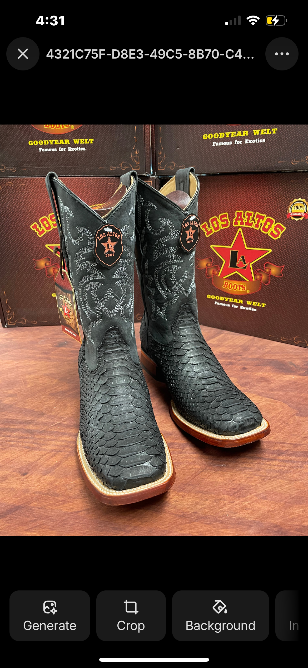 Square Toe Genuine Python Boot (Black)
