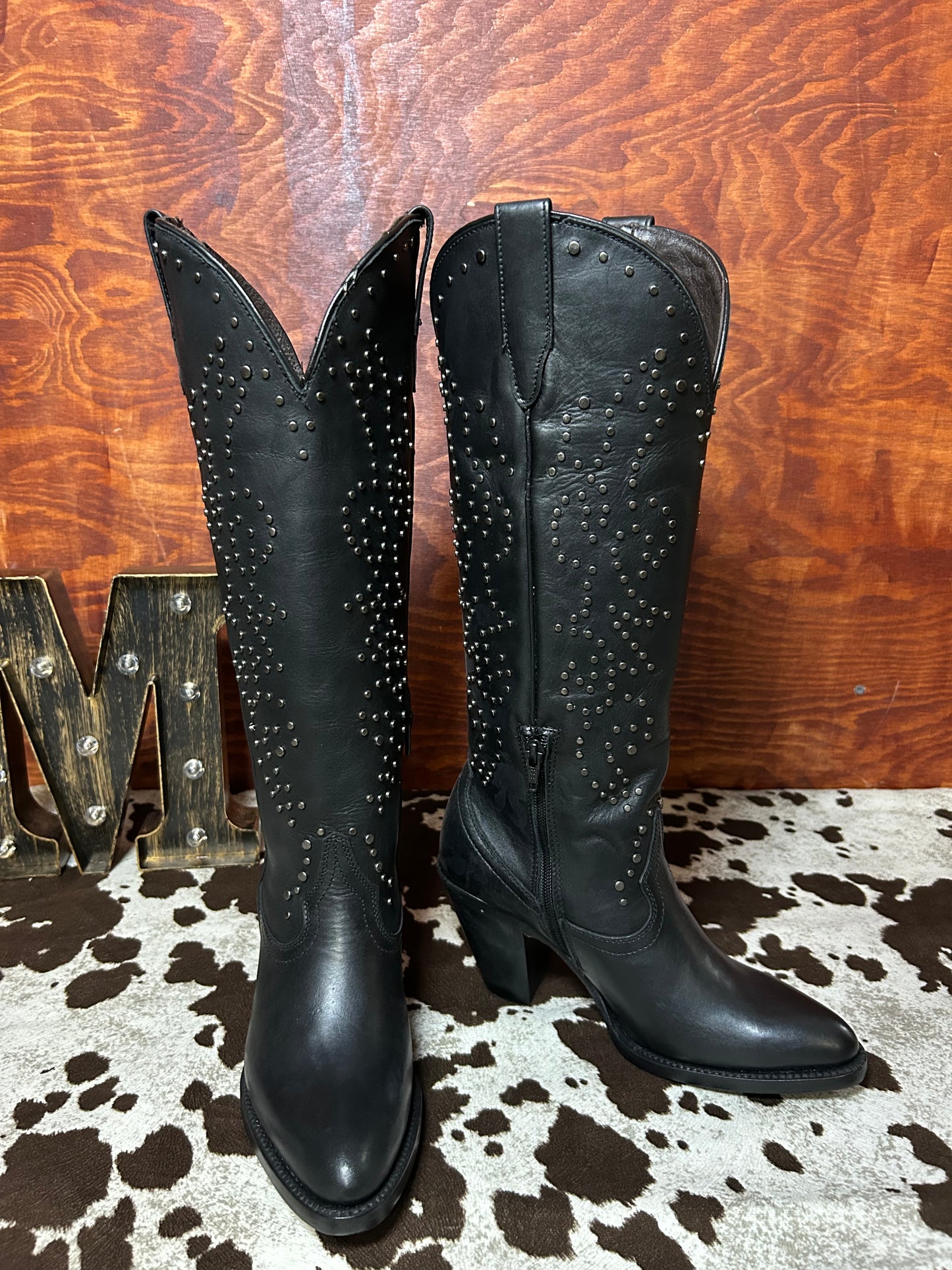 Taylor Black Knee High Snip Toe Boot