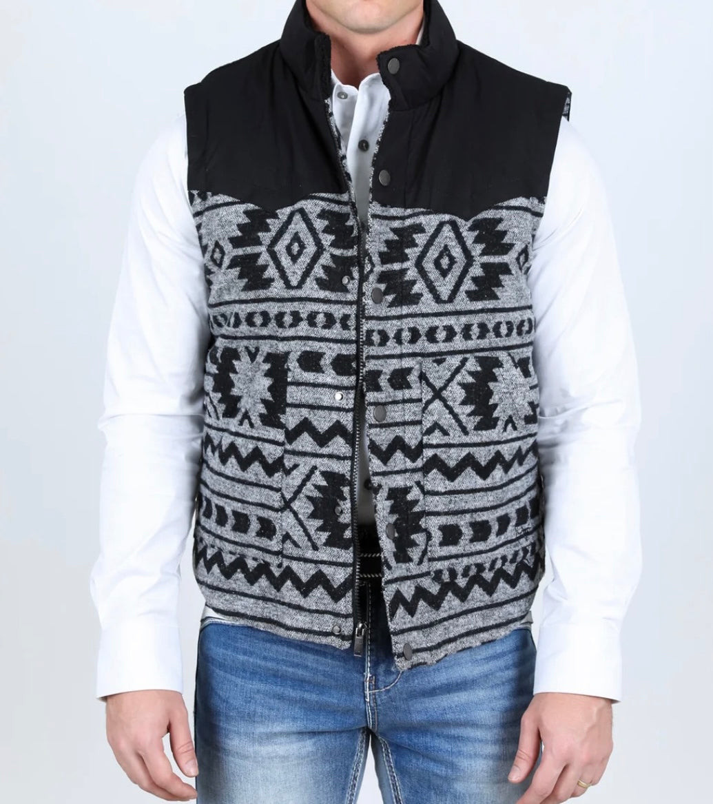Black/White Aztec Quilted Vest