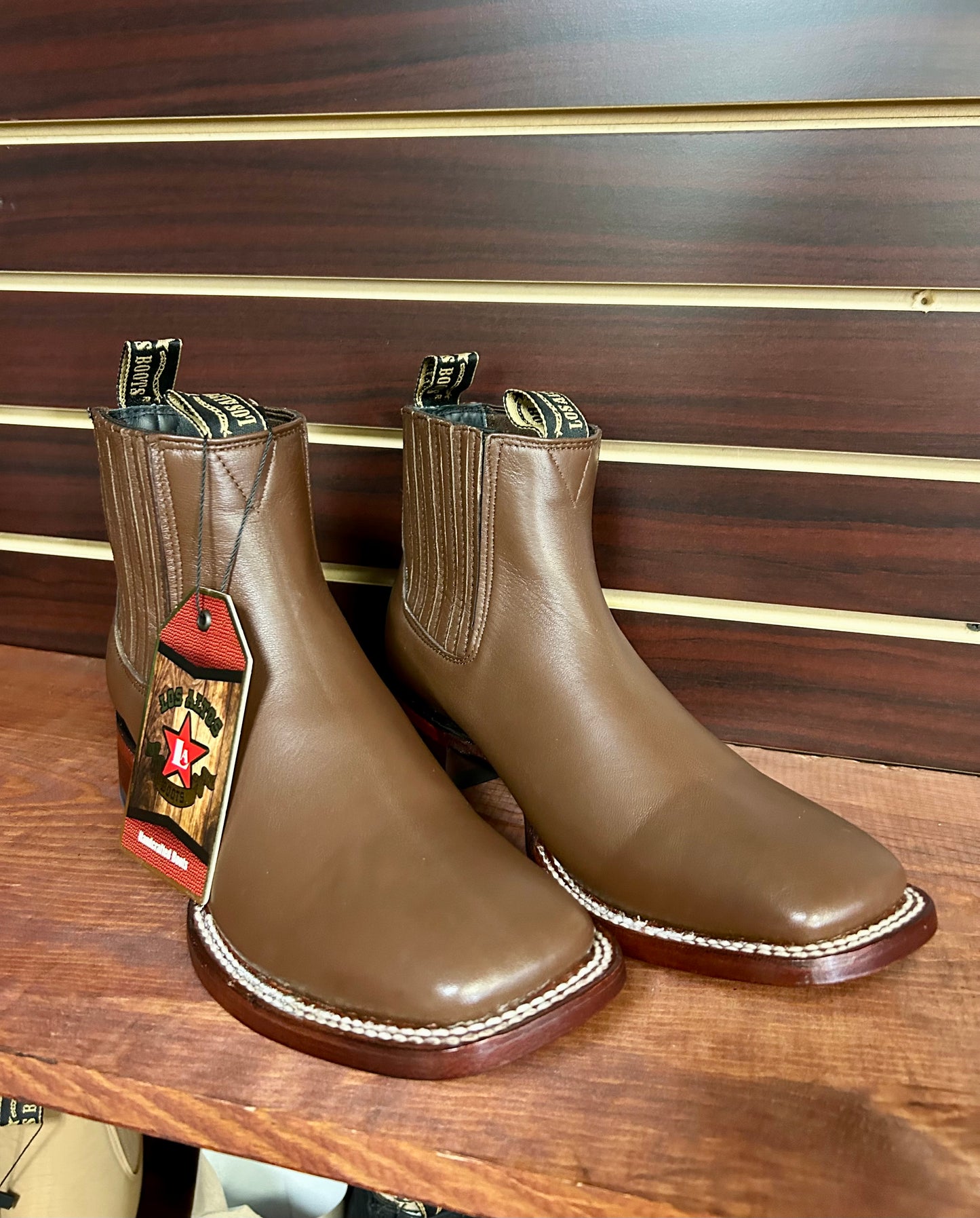 Square Toe Men’s Ankle Boot (Light Brown)