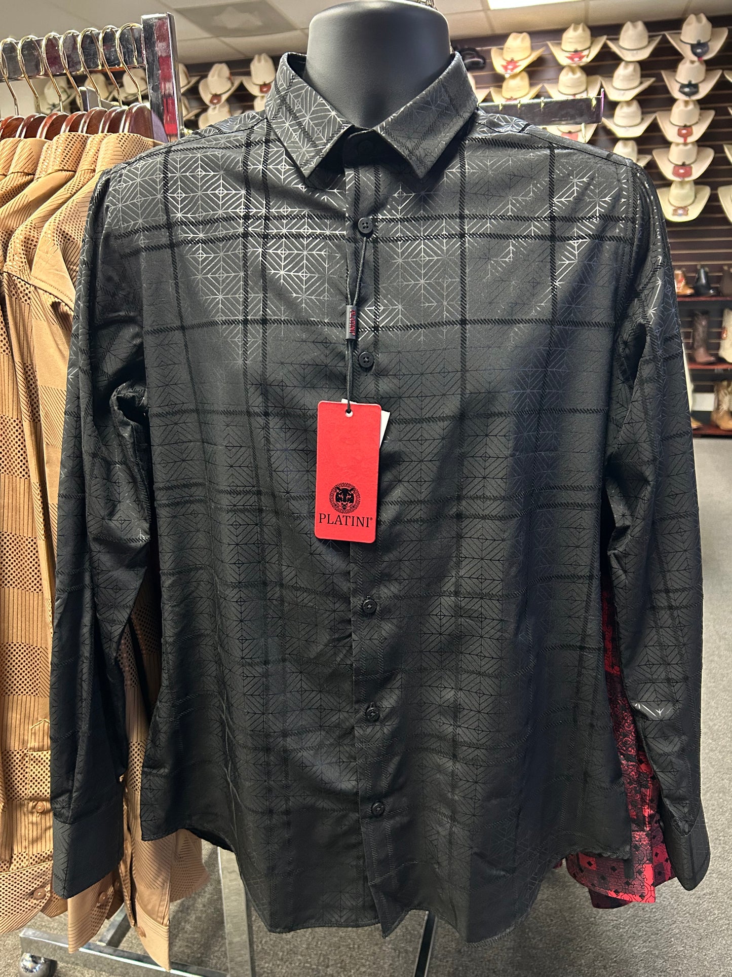 Black Square Design Long Sleeve Shirt