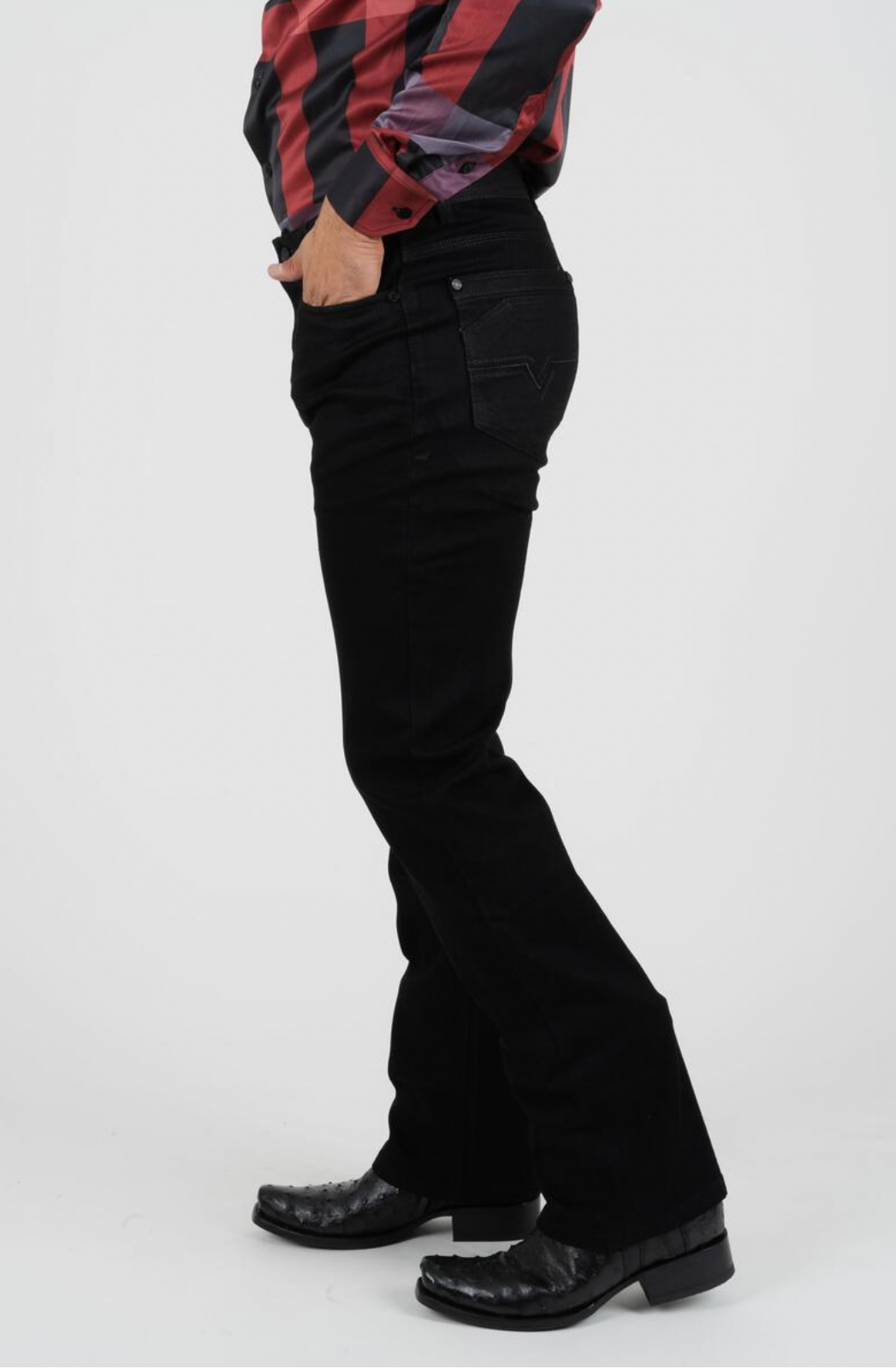 Black Boot Cut Woven Jeans