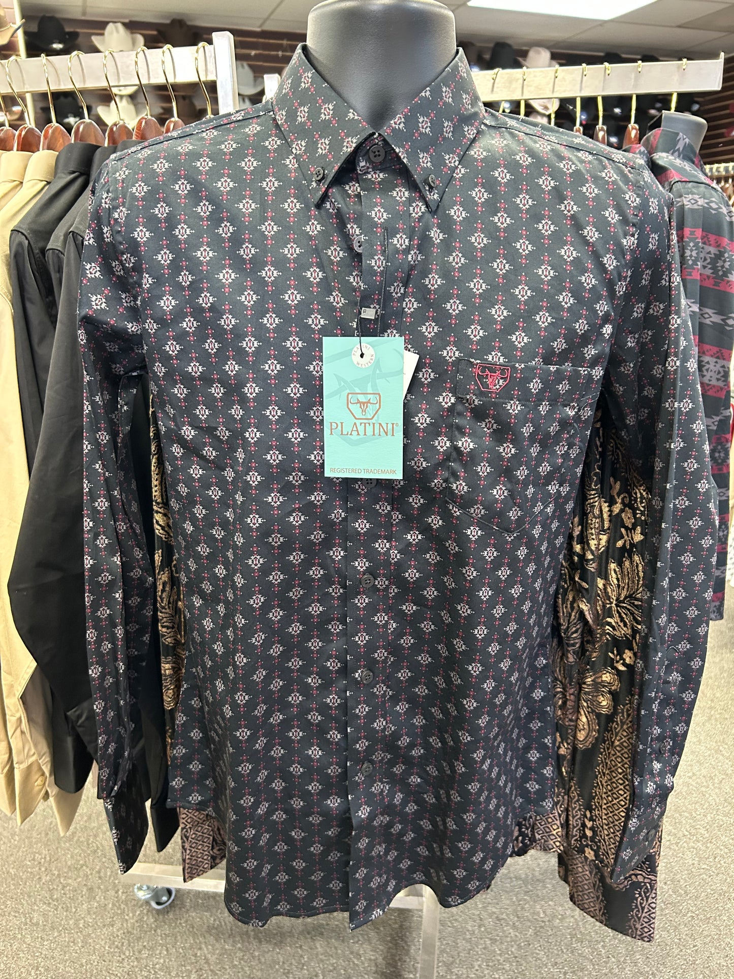 Black with Red Design Dress Shirt