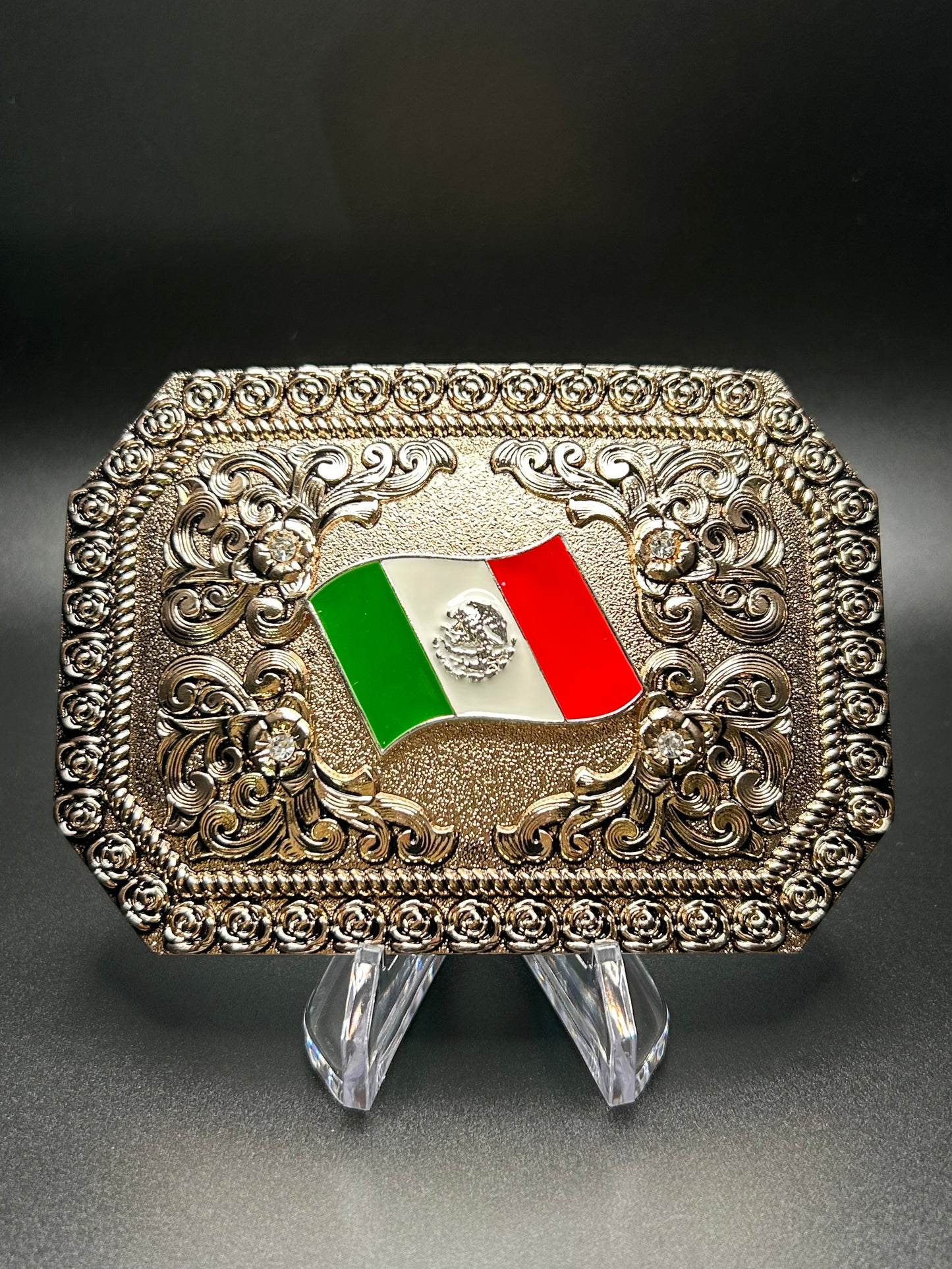 Gold Buckle With Mexico Flag