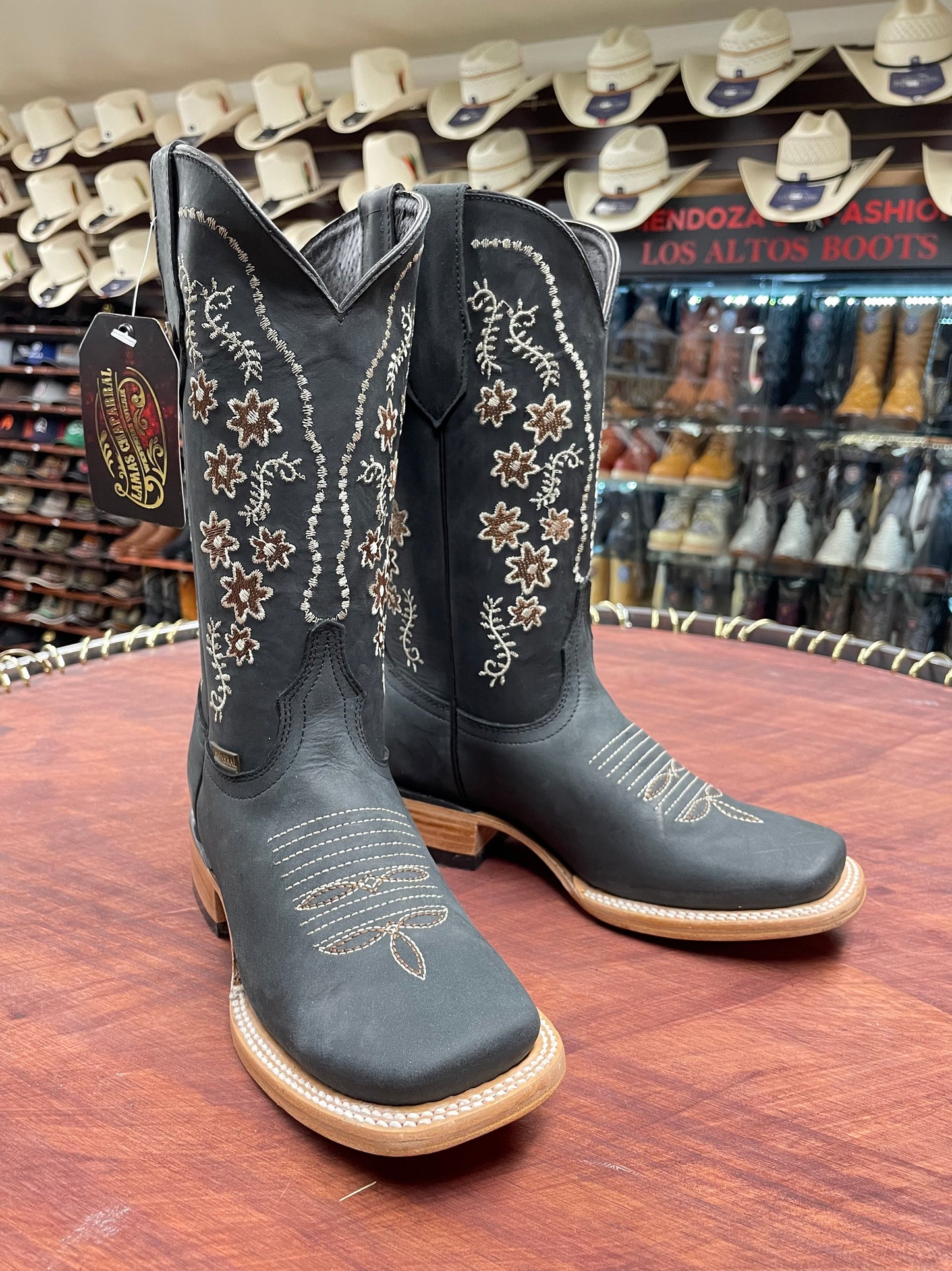 Andrea Floral Black Boot