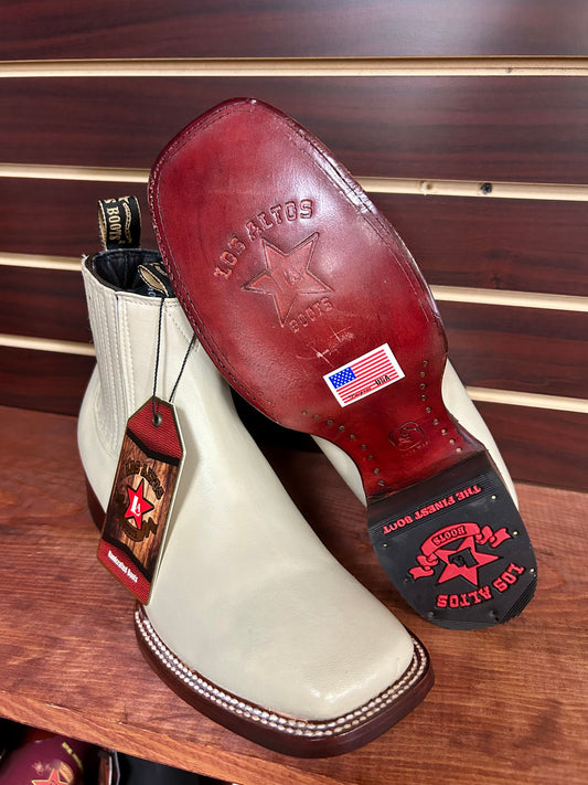 Square Toe Men’s Ankle Boot (Winter White)