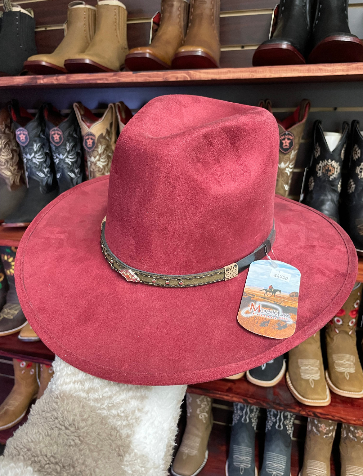 Suede Explorer Women’s Hat (Ivory & Burgundy)