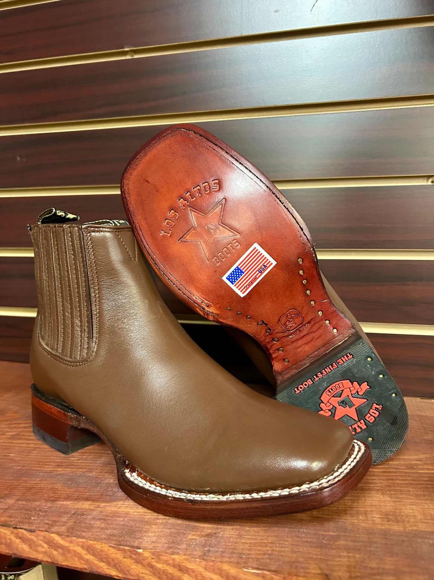 Square Toe Men’s Ankle Boot (Light Brown)