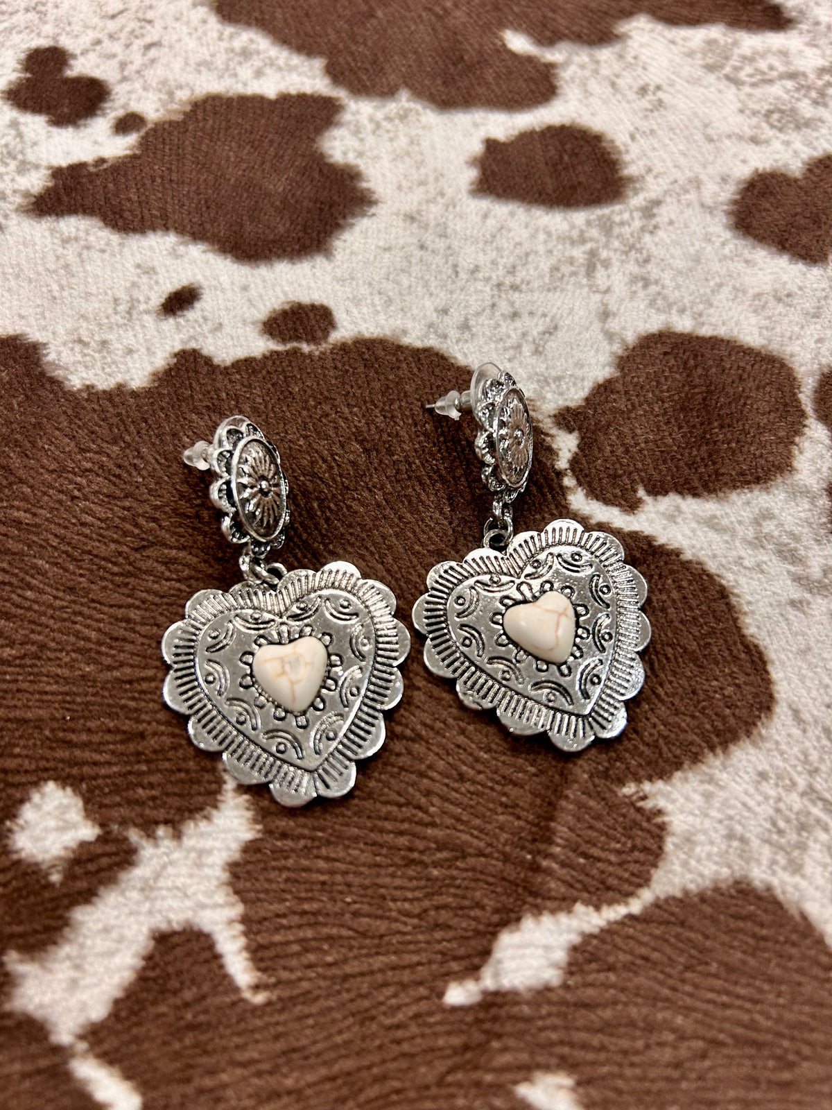 Southwestern Heart Concho Drop Earrings