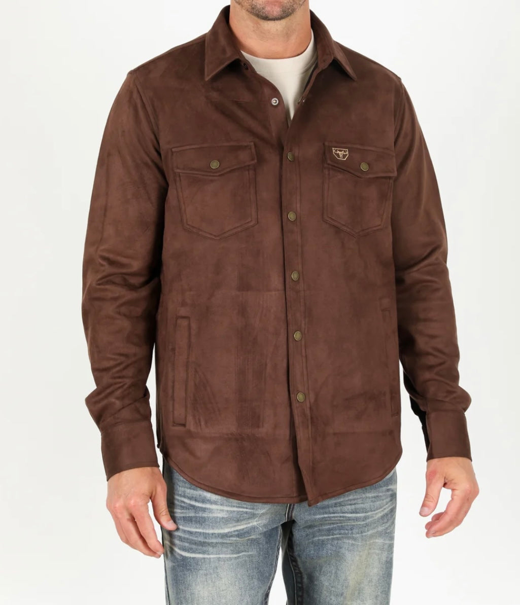 Faux Suede Brown Overshirt