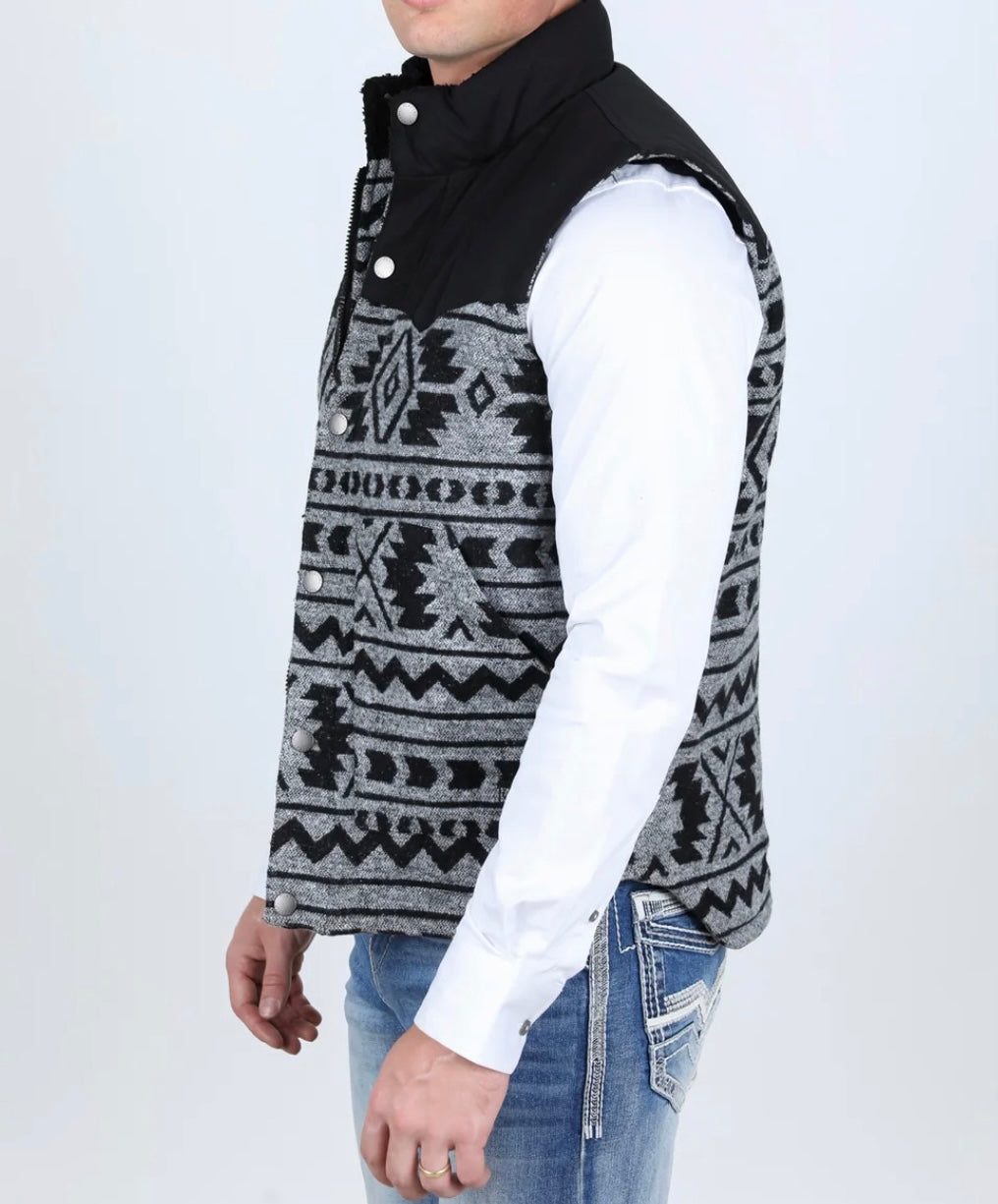 Black/White Aztec Quilted Vest