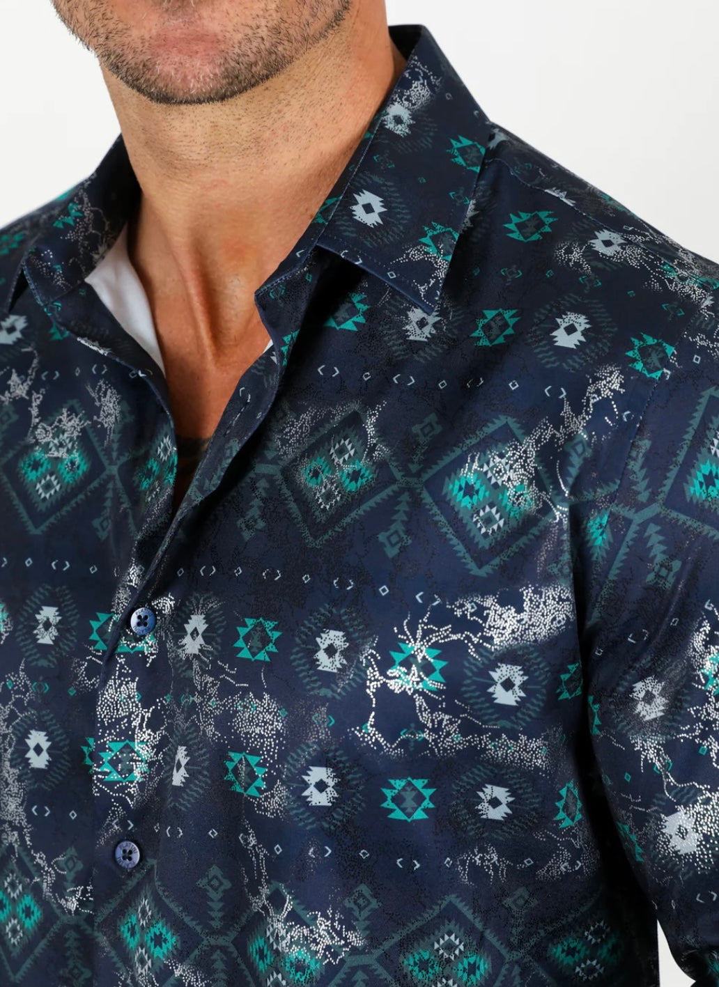 Satin Navy Dress Shirt