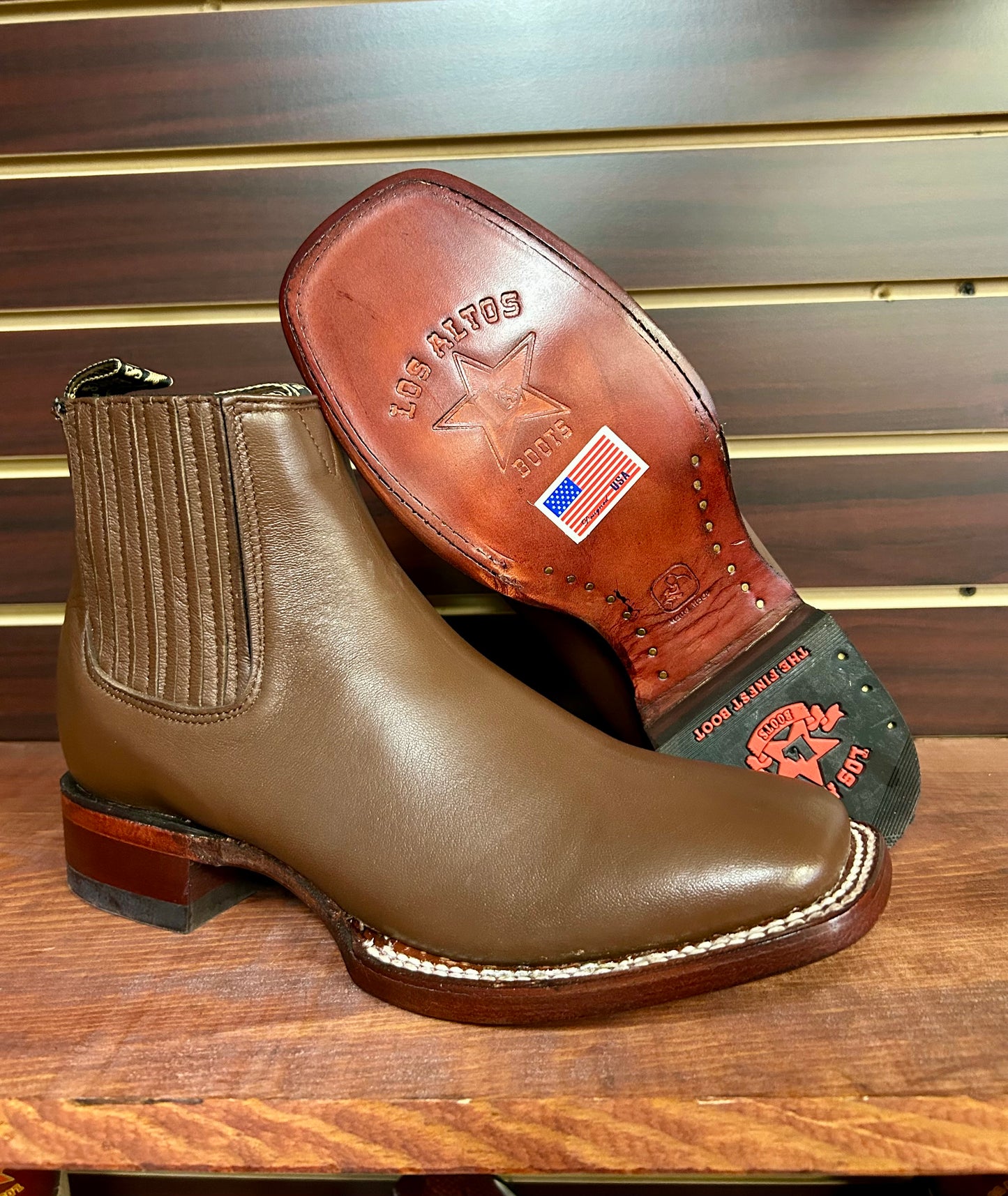 Square Toe Men’s Ankle Boot (Light Brown)