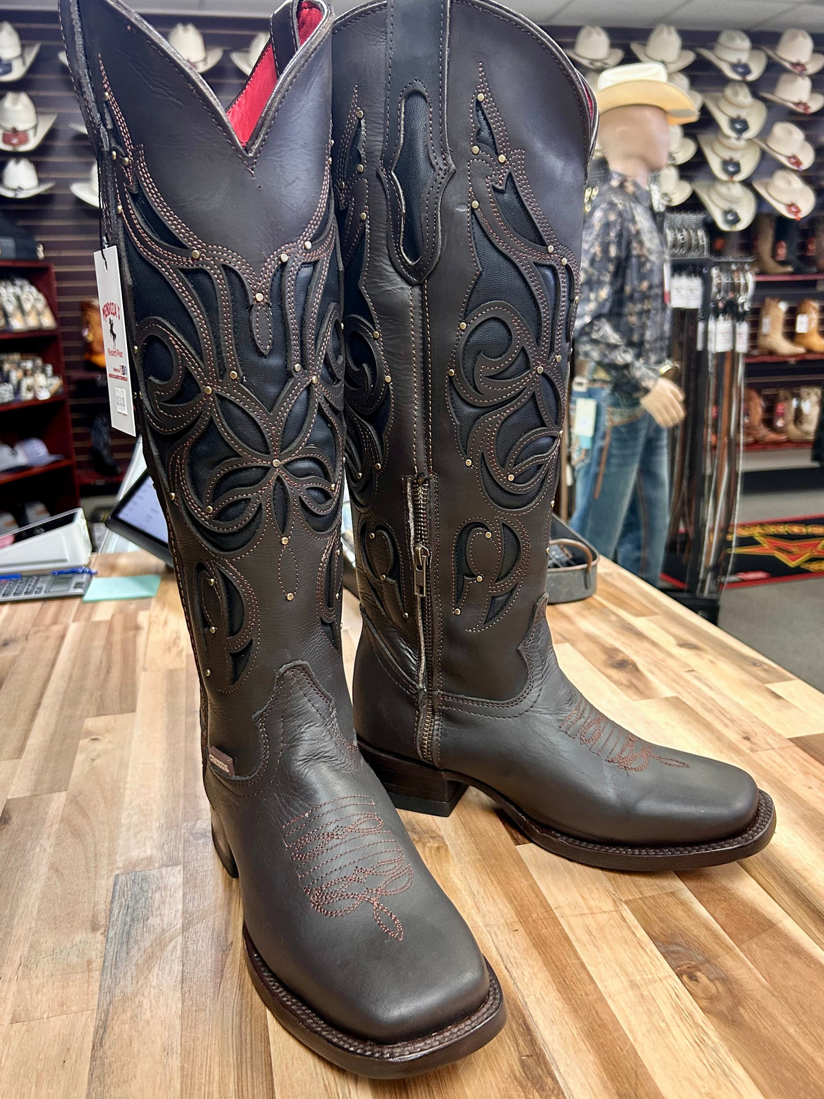 Ruby Tall Square Toe Boot (Cafe)
