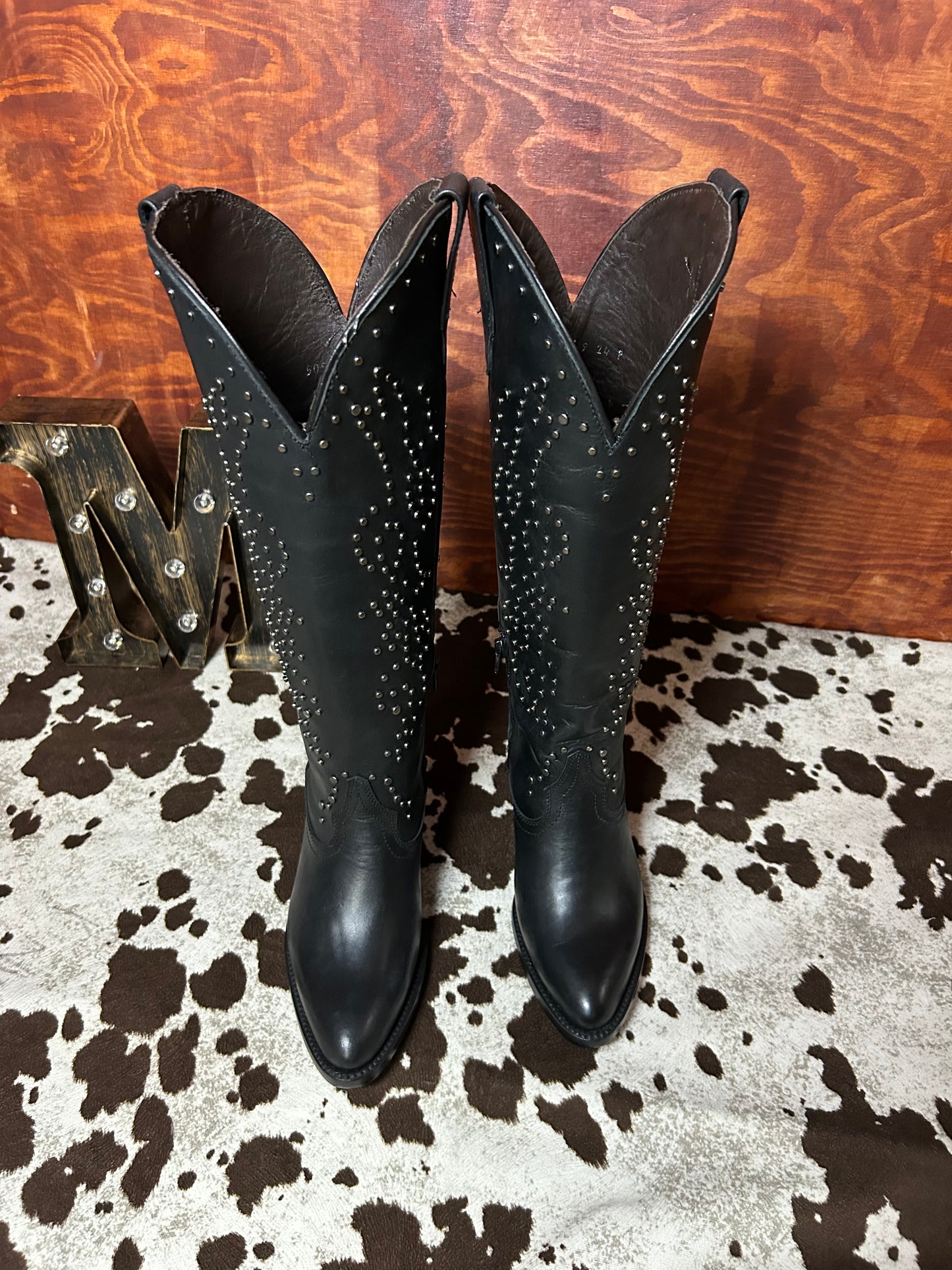 Taylor Black Knee High Snip Toe Boot