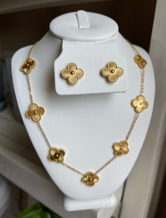 Lucky Necklace & Earrings Set (Gold or Burgundy)