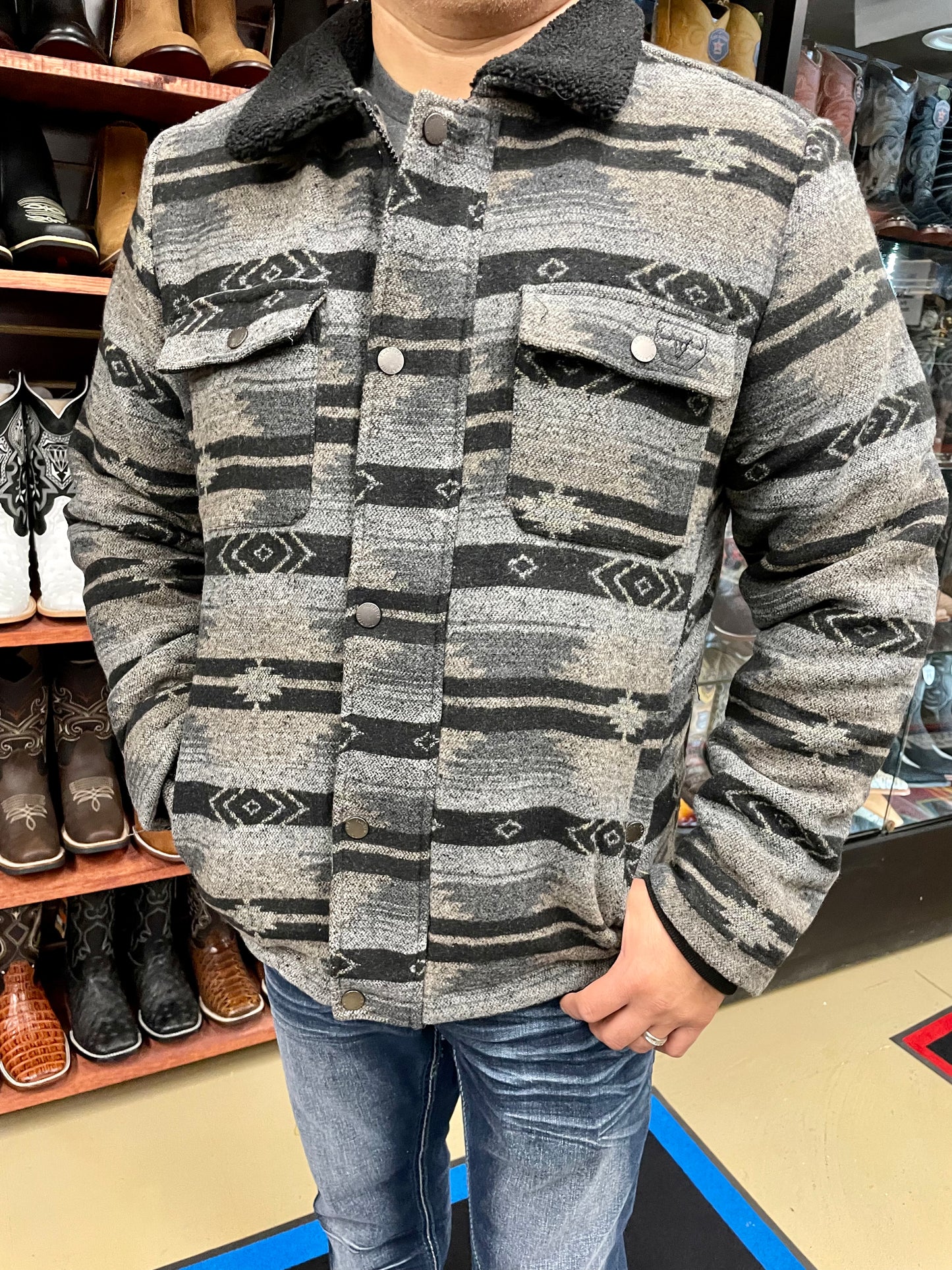 Aztec Quilted Fur Lined Jacket