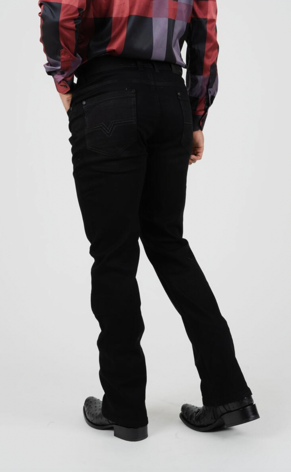 Black Boot Cut Woven Jeans