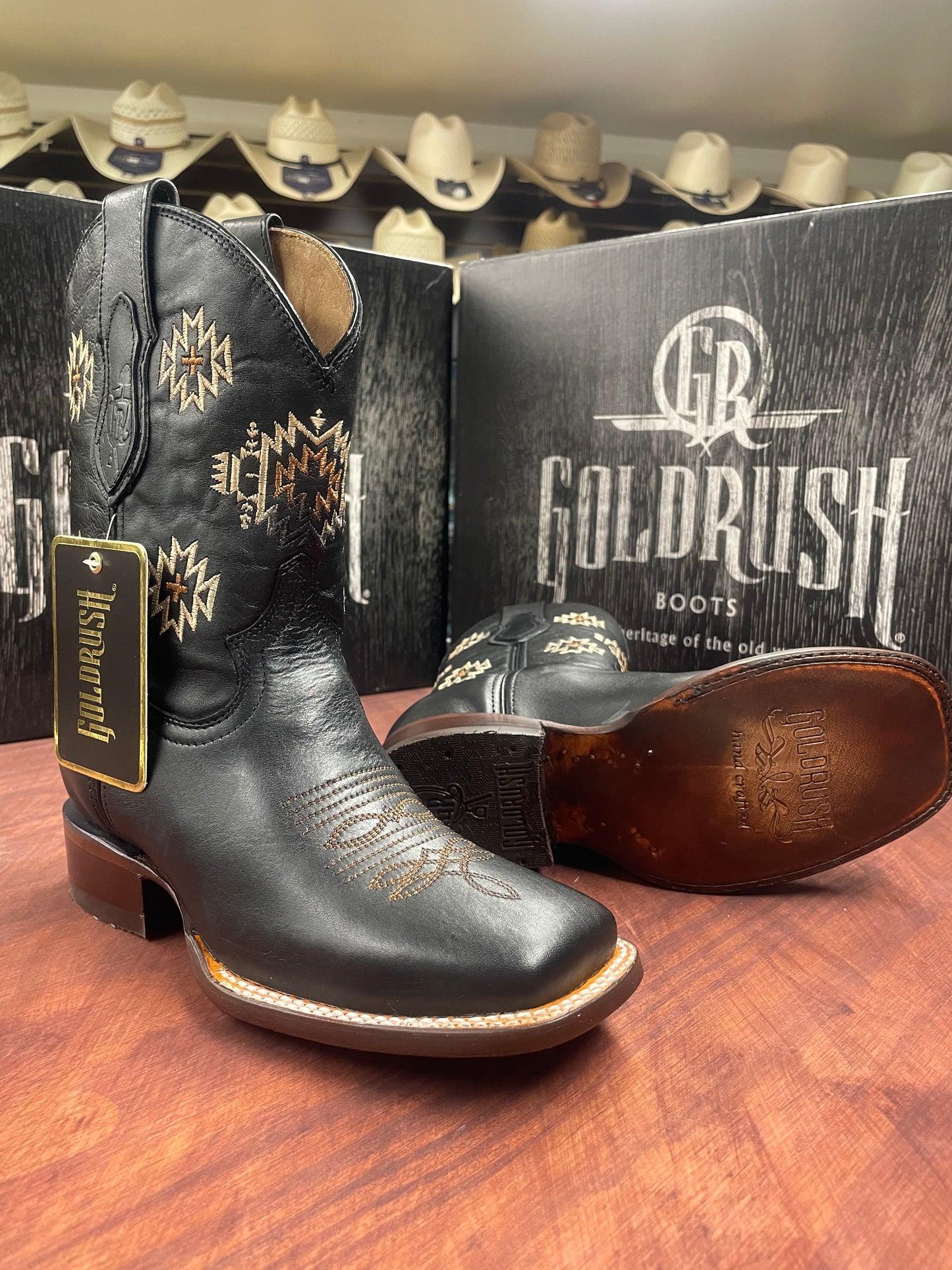 Gold Rush Black Aztec Ankle Boot