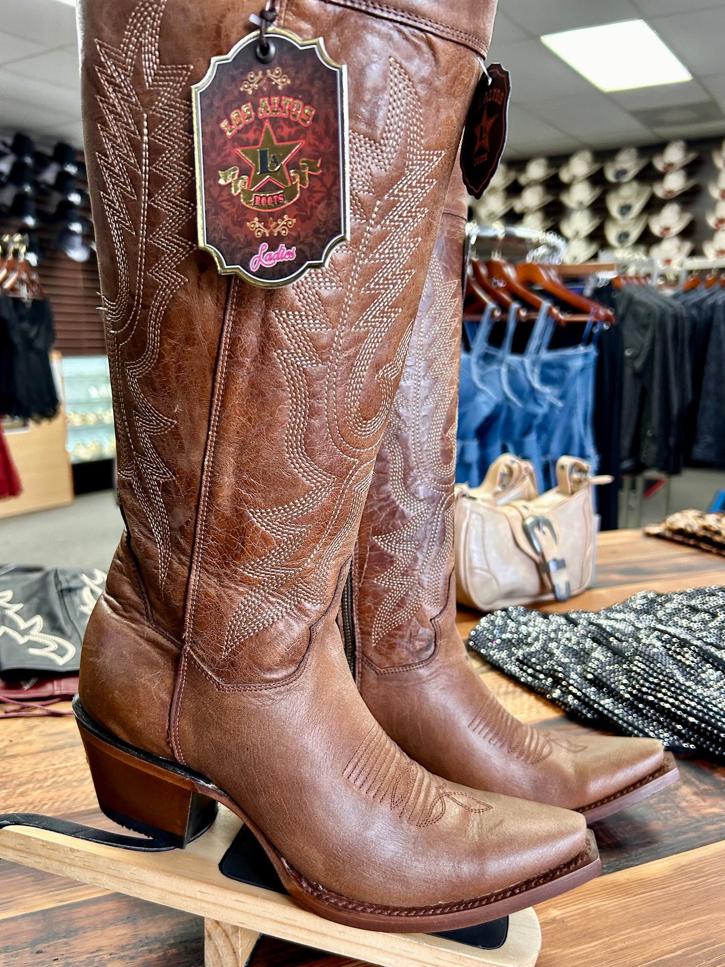 Snip Toe Over the Knee Boot (Light Brown)