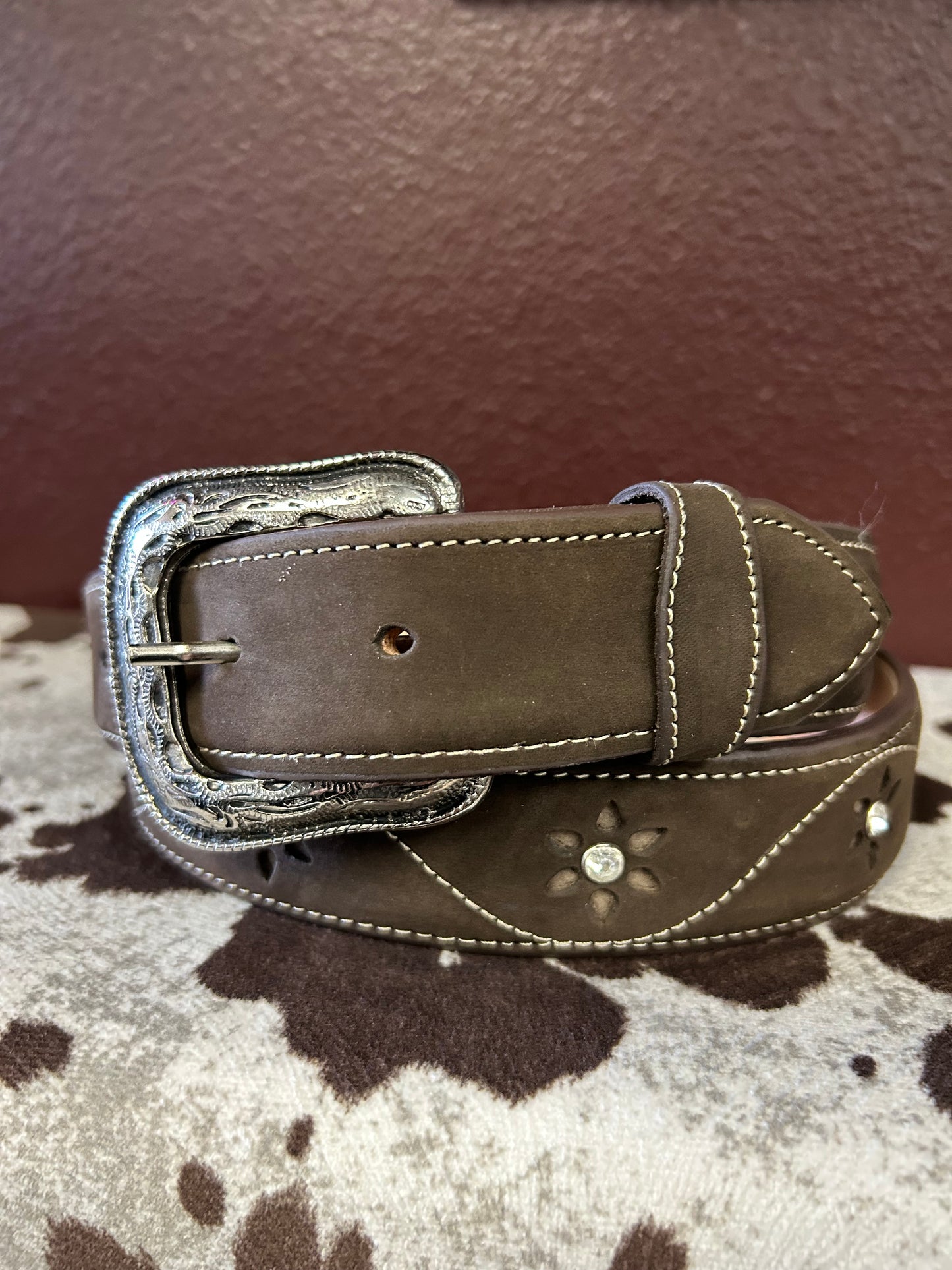 Women’s Brown Belt with Stone Accents
